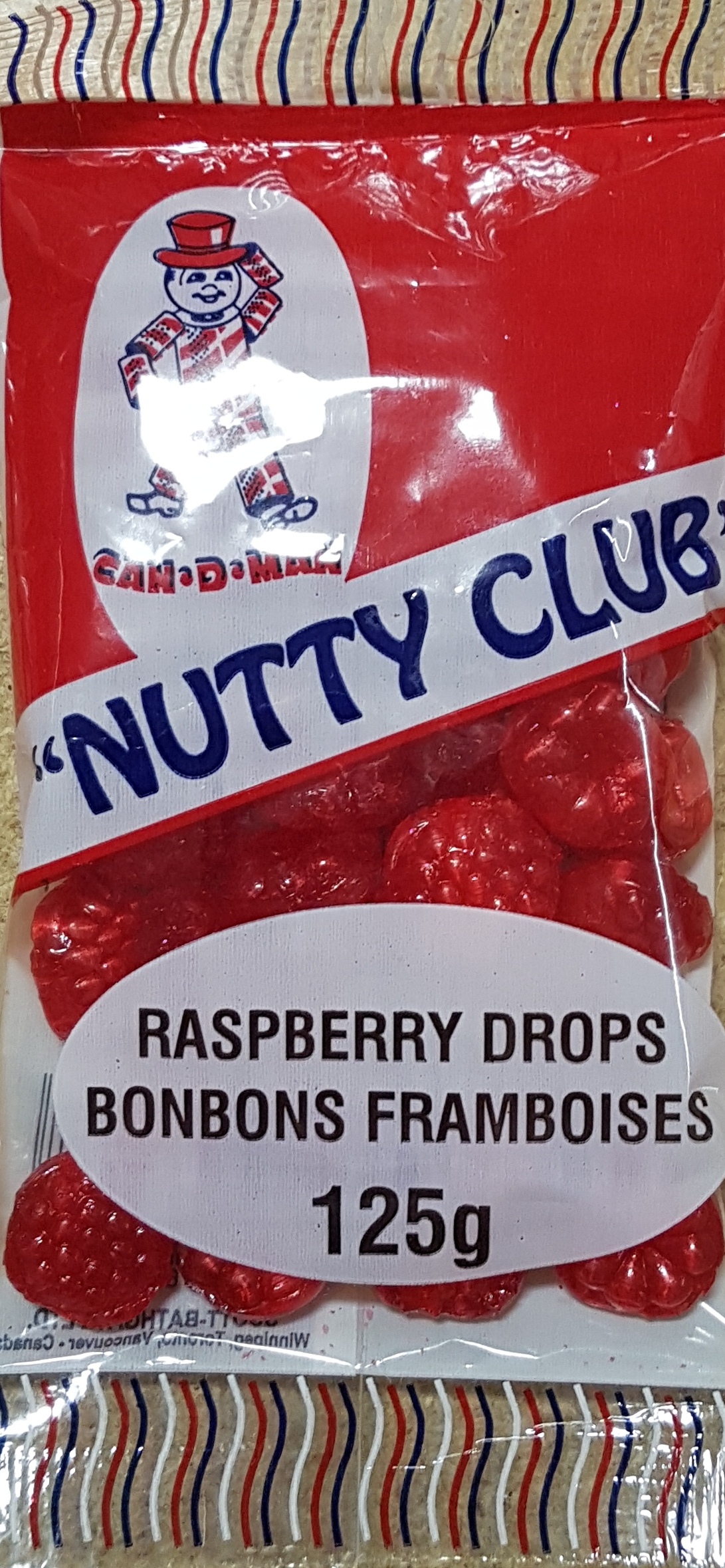 Nutty Club Raspberry Drops Candy 125g/4.4 oz., {Imported from Canada