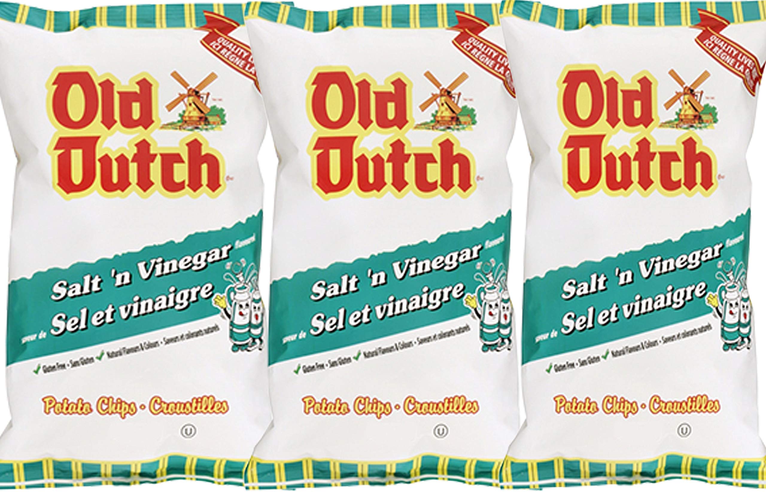 Old Dutch Salt & Vinegar Chips, 255g/9oz., (3 Large Bags){Imported