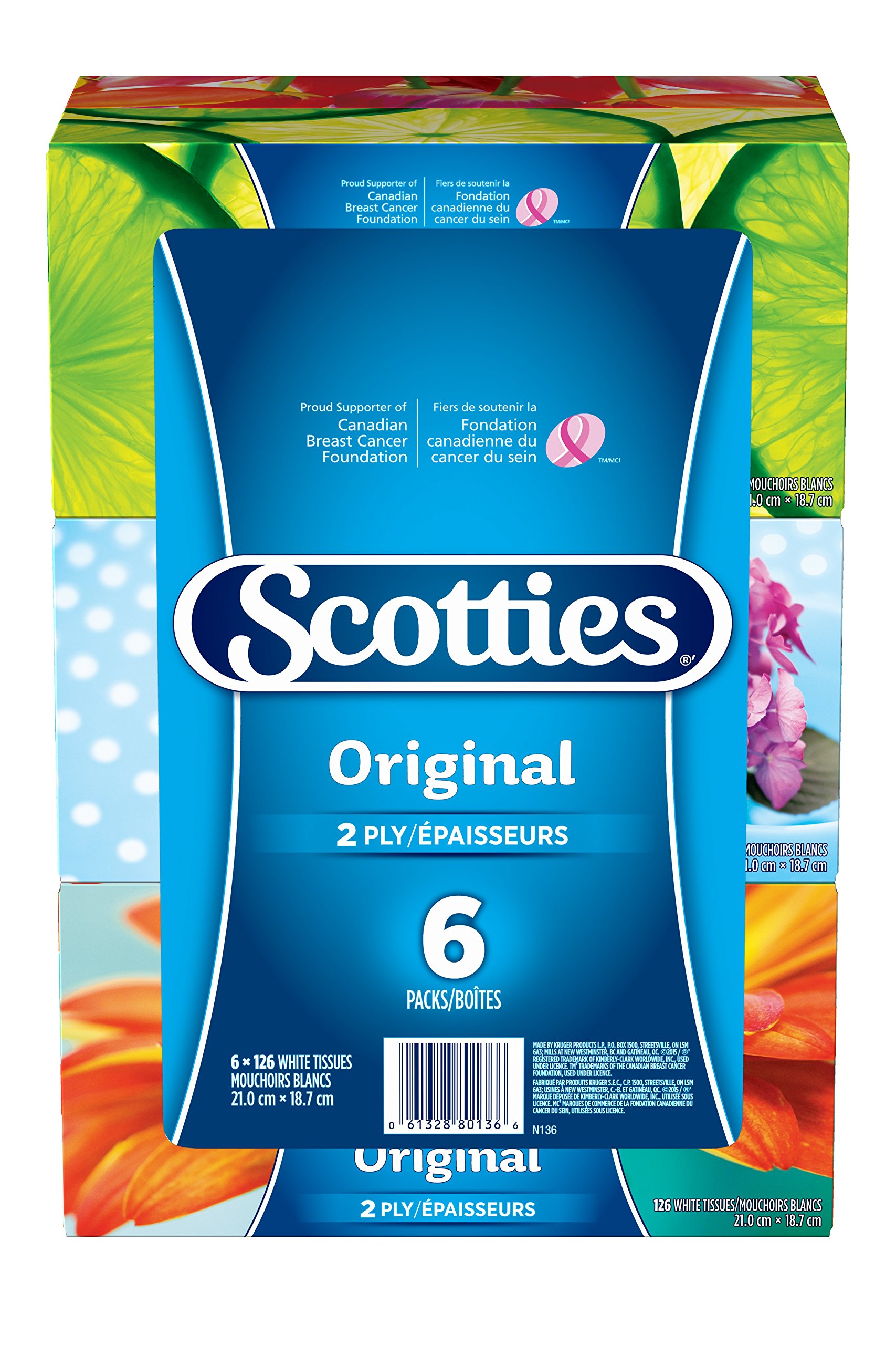 Scotties Facial Tissue, 2ply, 126 sheets per box 6 Pack {Canadian