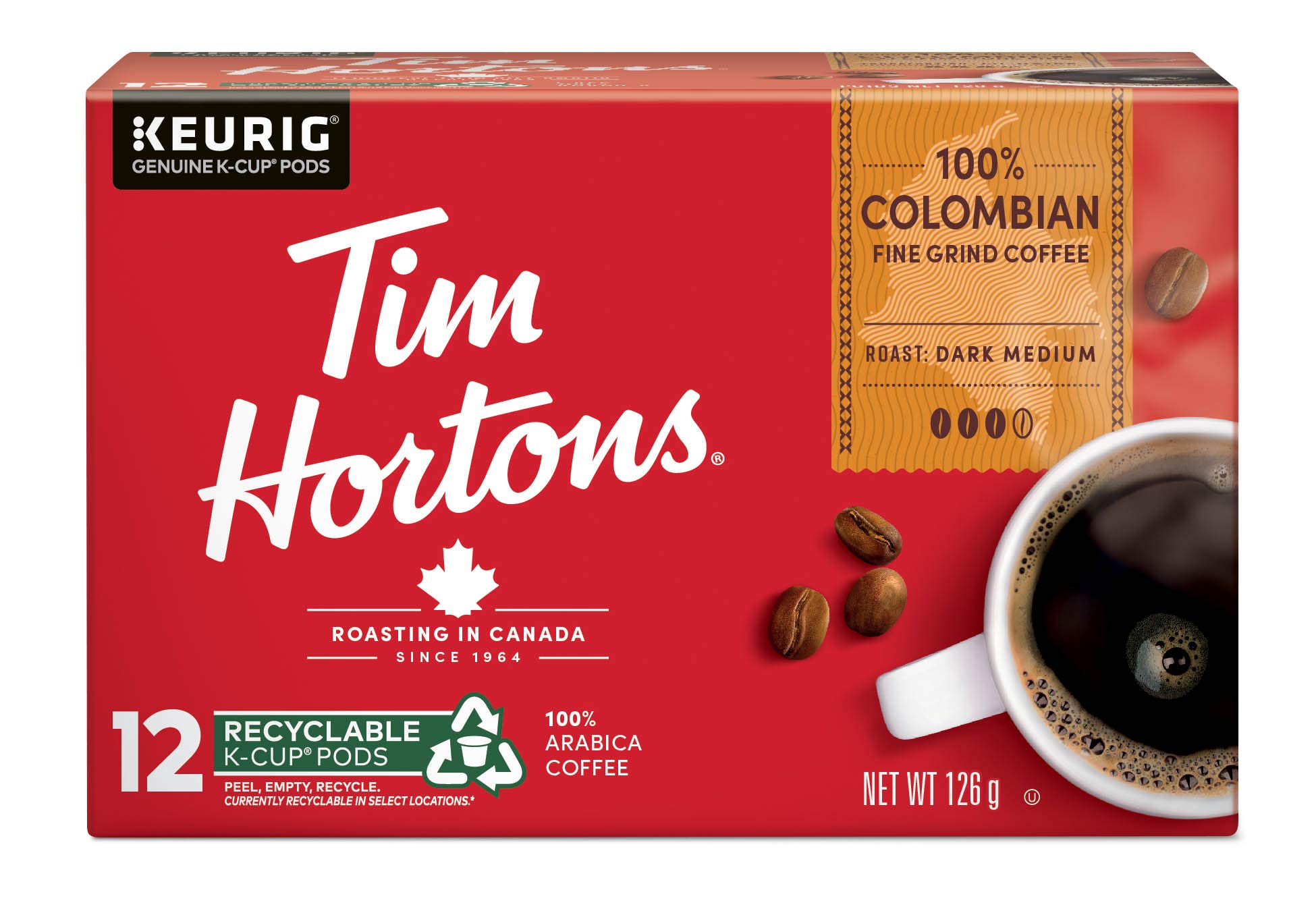 Tim Hortons 100 Colombian Single Serve KCups, 12ct (Imported from