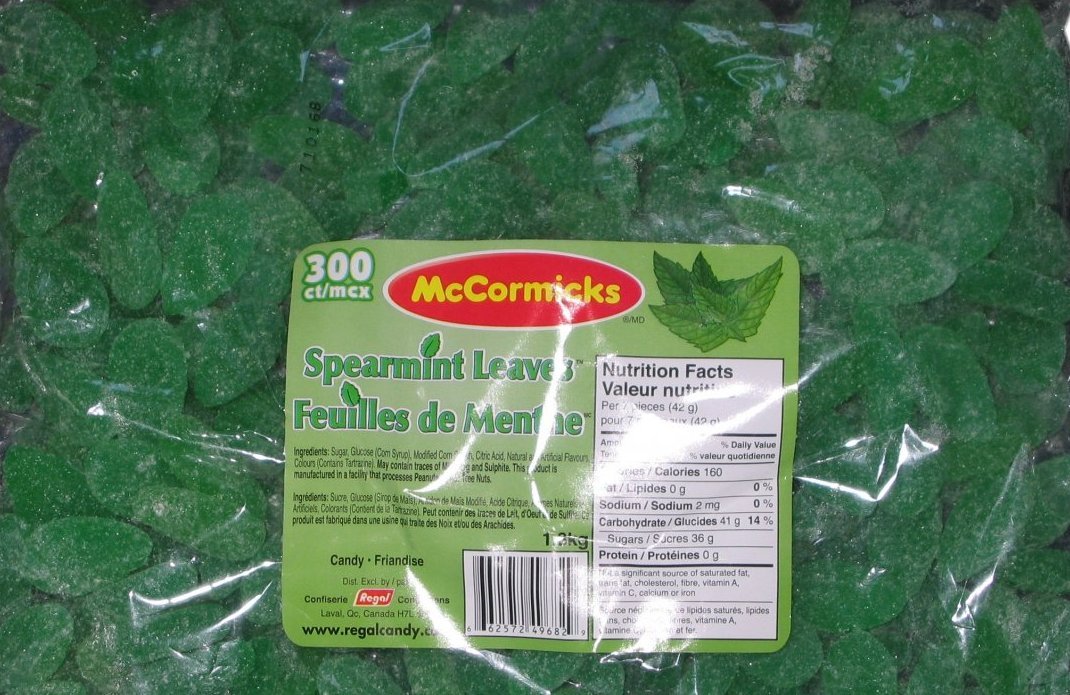 McCormicks Spearmint Leaves (300ct) 1.8kg/4 lbs. {Imported from Canada ...