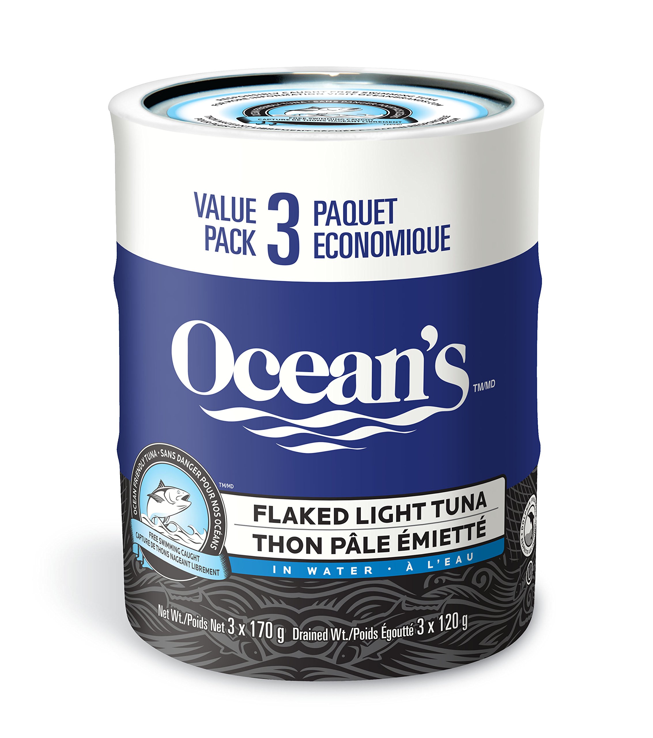 Ocean's Flaked Light Tuna in Water Multipack, 3Count {Imported from