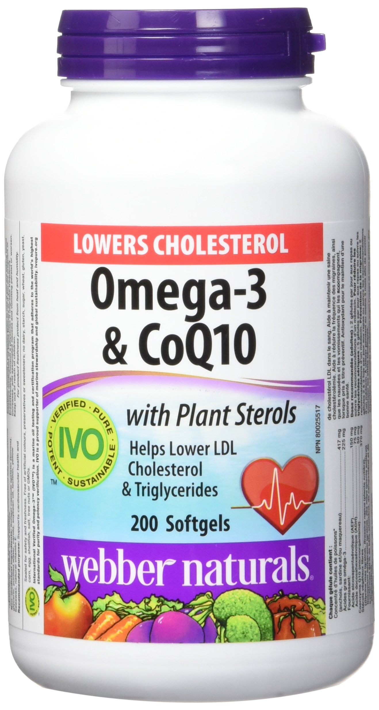 Webber Naturals Omega-3 & Coq10 with Plant Sterols, 200 Softgels