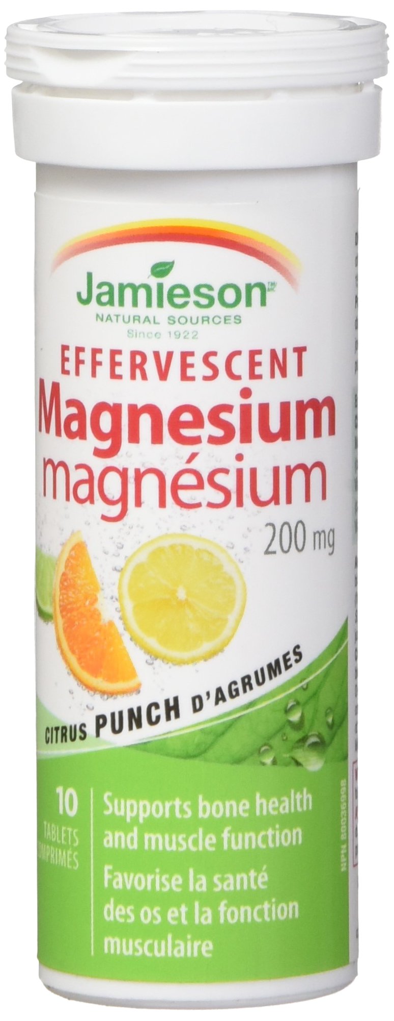 Jamieson Effervescent Magnesium 200 mg, 10 Citrus Punch Tablets