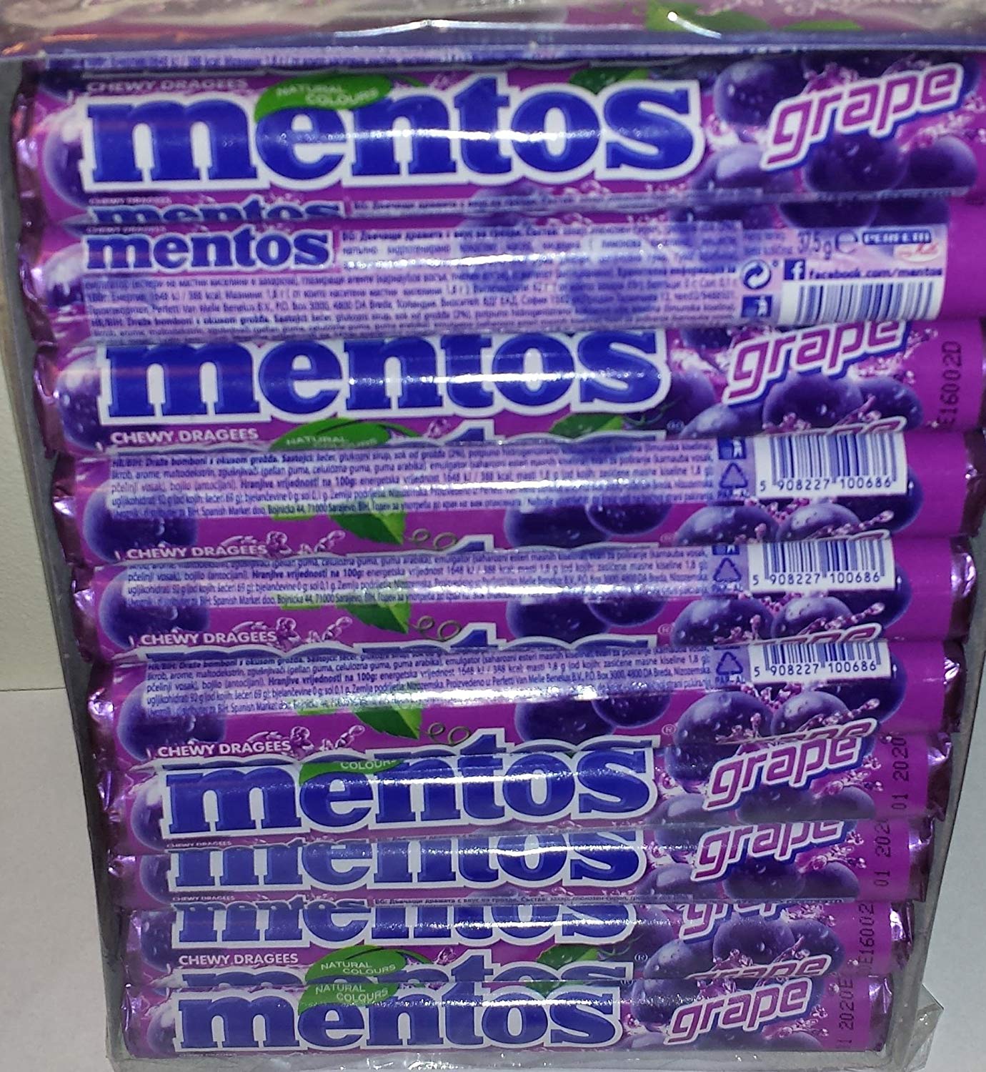 MENTOS Grape Flavor - 20 rolls x 37.5g/1.3oz.(Per Roll), {Imported from ...