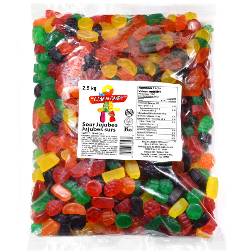 Canada Candy, Bag of Sour Ju Jubes Gummies, 2.5kg/5.5lbs, {Imported ...