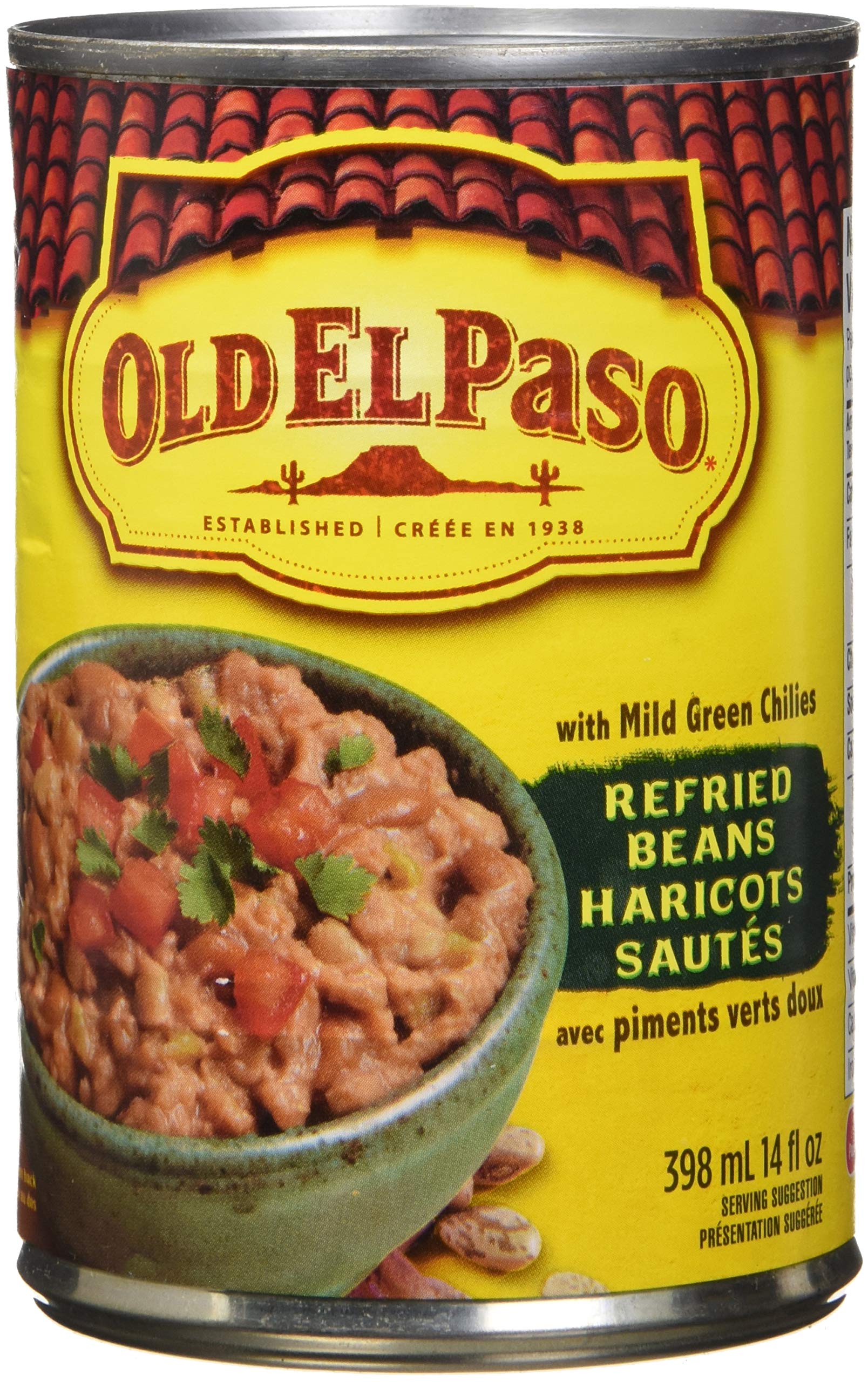 Old El Paso Refried Beans, Mild Green Chilies, 398ml/13.5oz., {Canadian