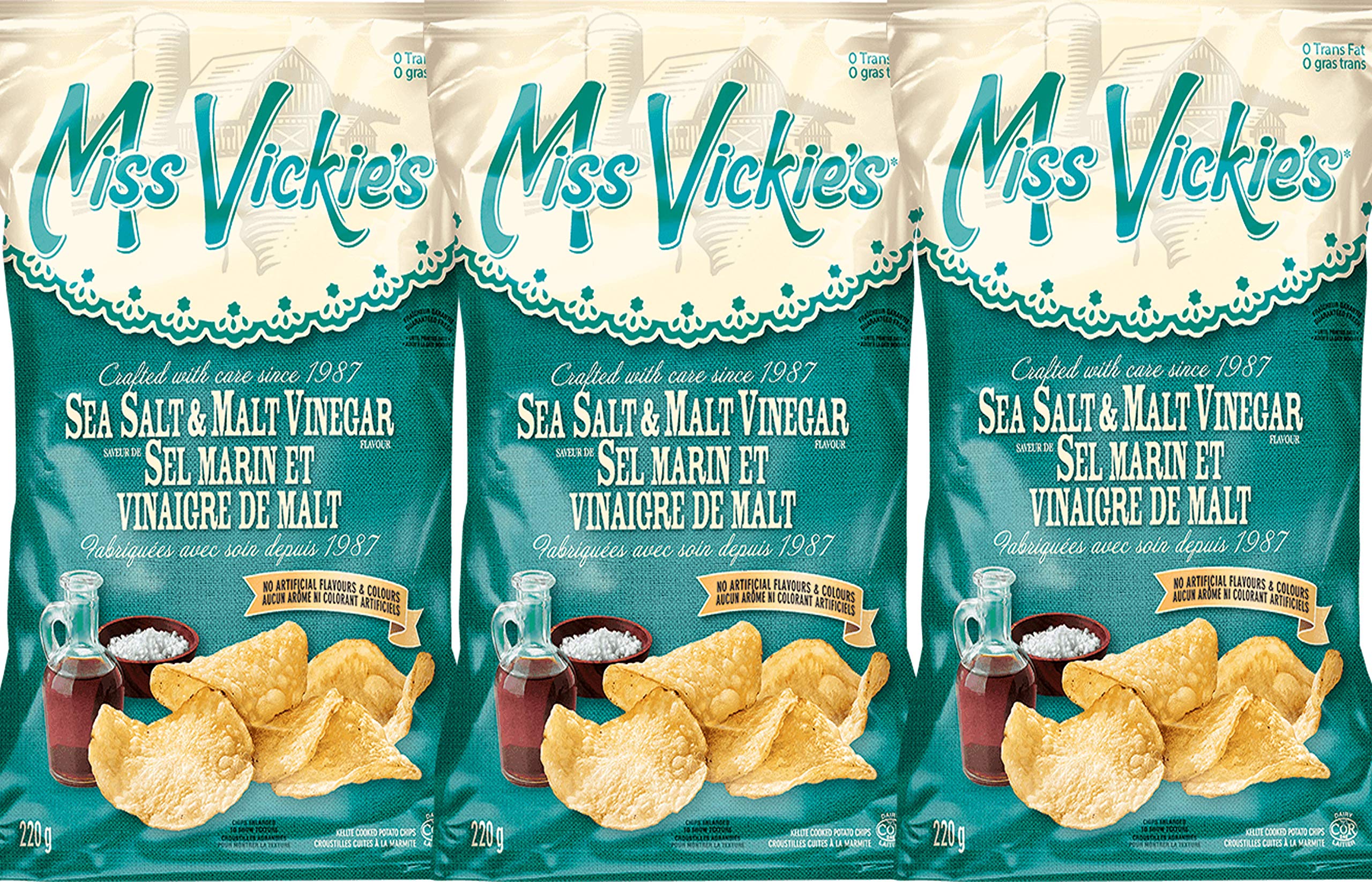 Miss Vickie's Sea Salt & Malt Vinegar, 220g/7.8oz., (3ct){Imported from