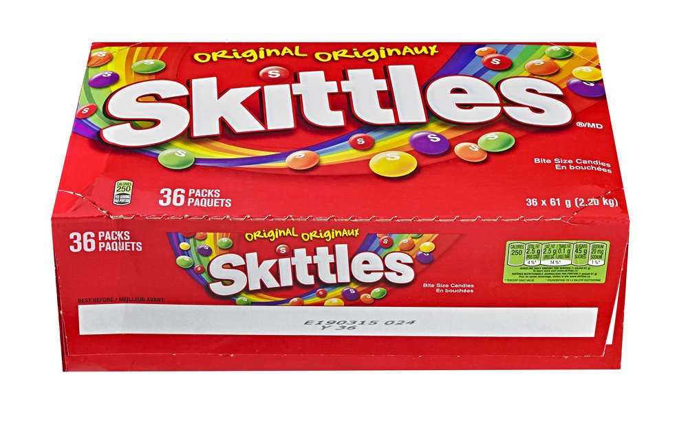 Skittles Original, 61g Bags, 36pk (4.9lb) Box Total, {Imported from ...