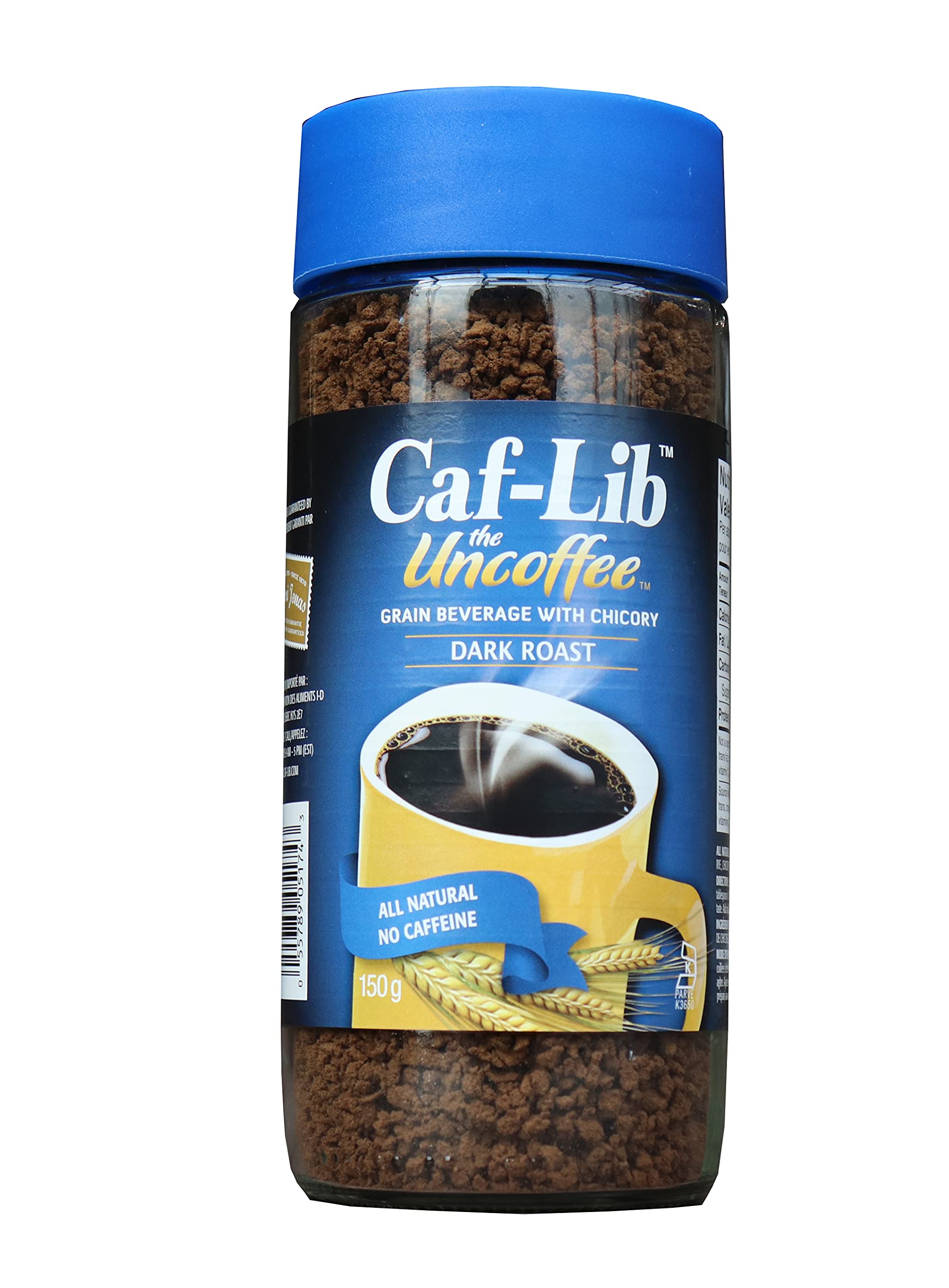 Caf-Lib Dark Roast Coffee Alternative/Barley and Chicory 150g {Canadian ...