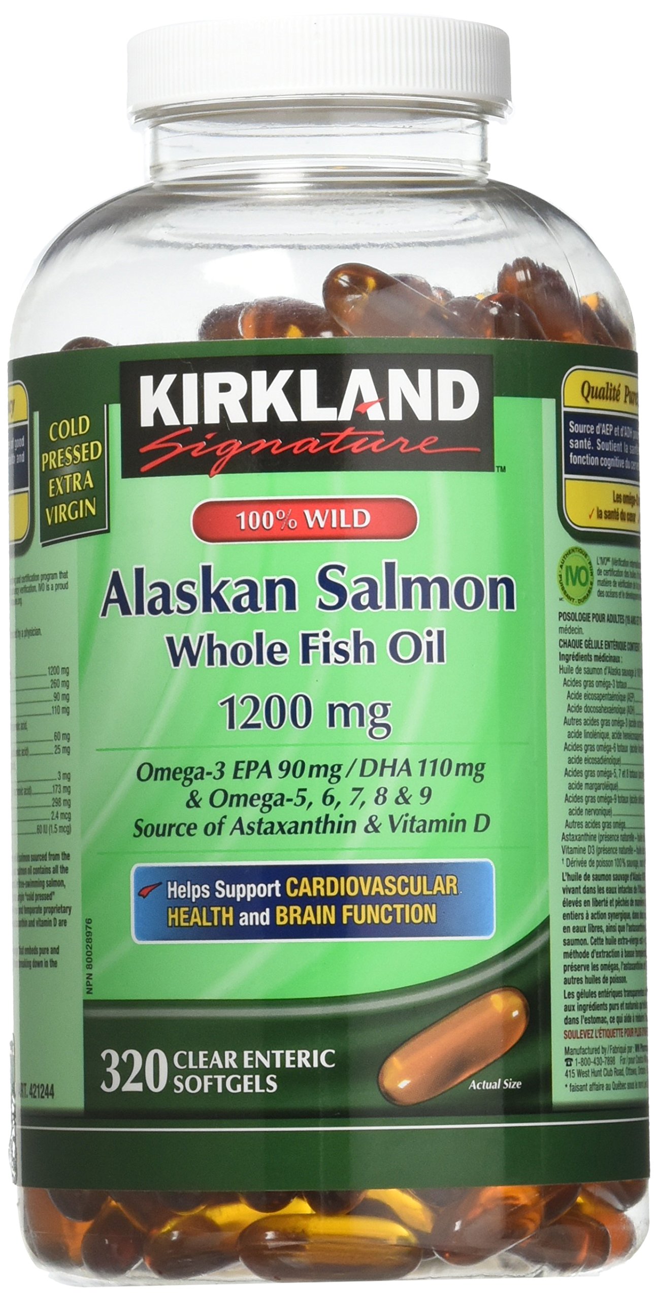 Kirkland Signature 100 Wild Alaskan Salmon Oil 1200mg 320 Softgels