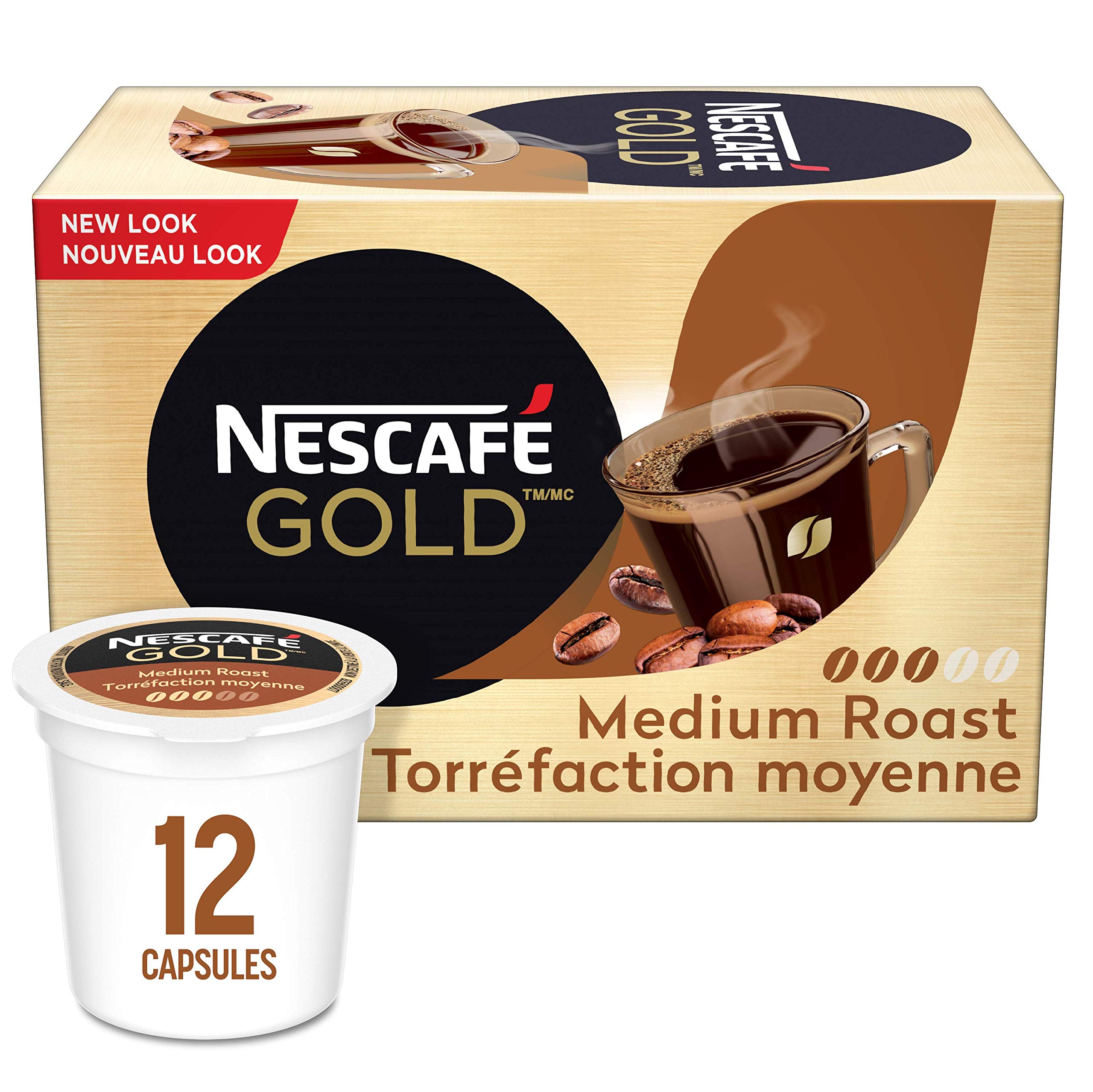 Nescafe Gold Medium Roast Coffee Pods, 12 capsules {Imported from