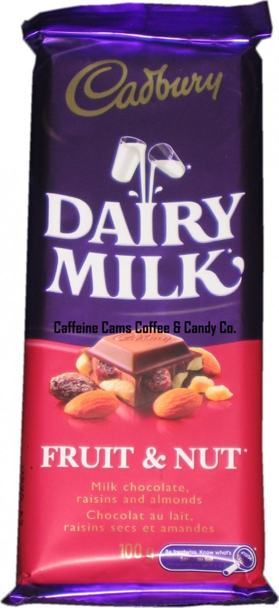 Cadbury Dairy Milk Chocolate Bar, Fruit and Nut, 100g/3.5oz {Canadian
