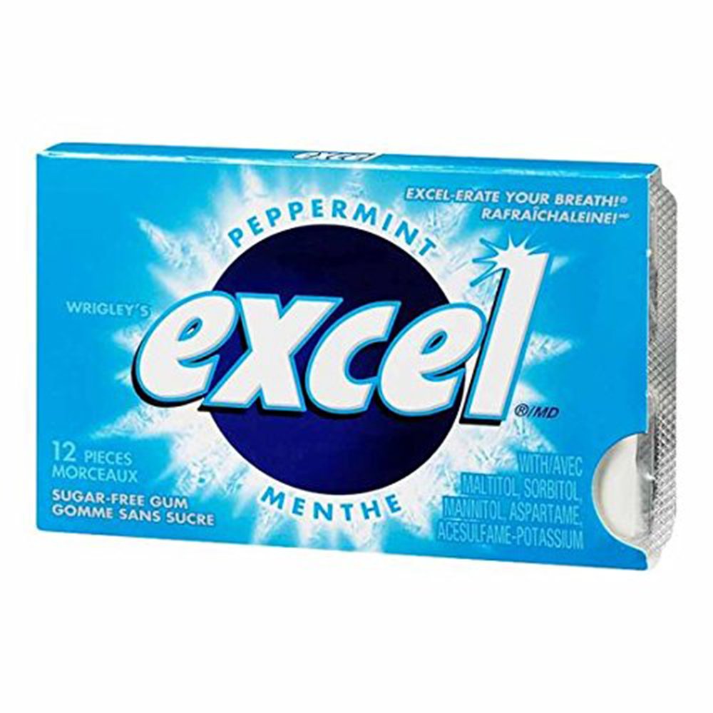 Excel SugarFree Gum, Peppermint, (4ct) 48 pieces (Imported from Canada