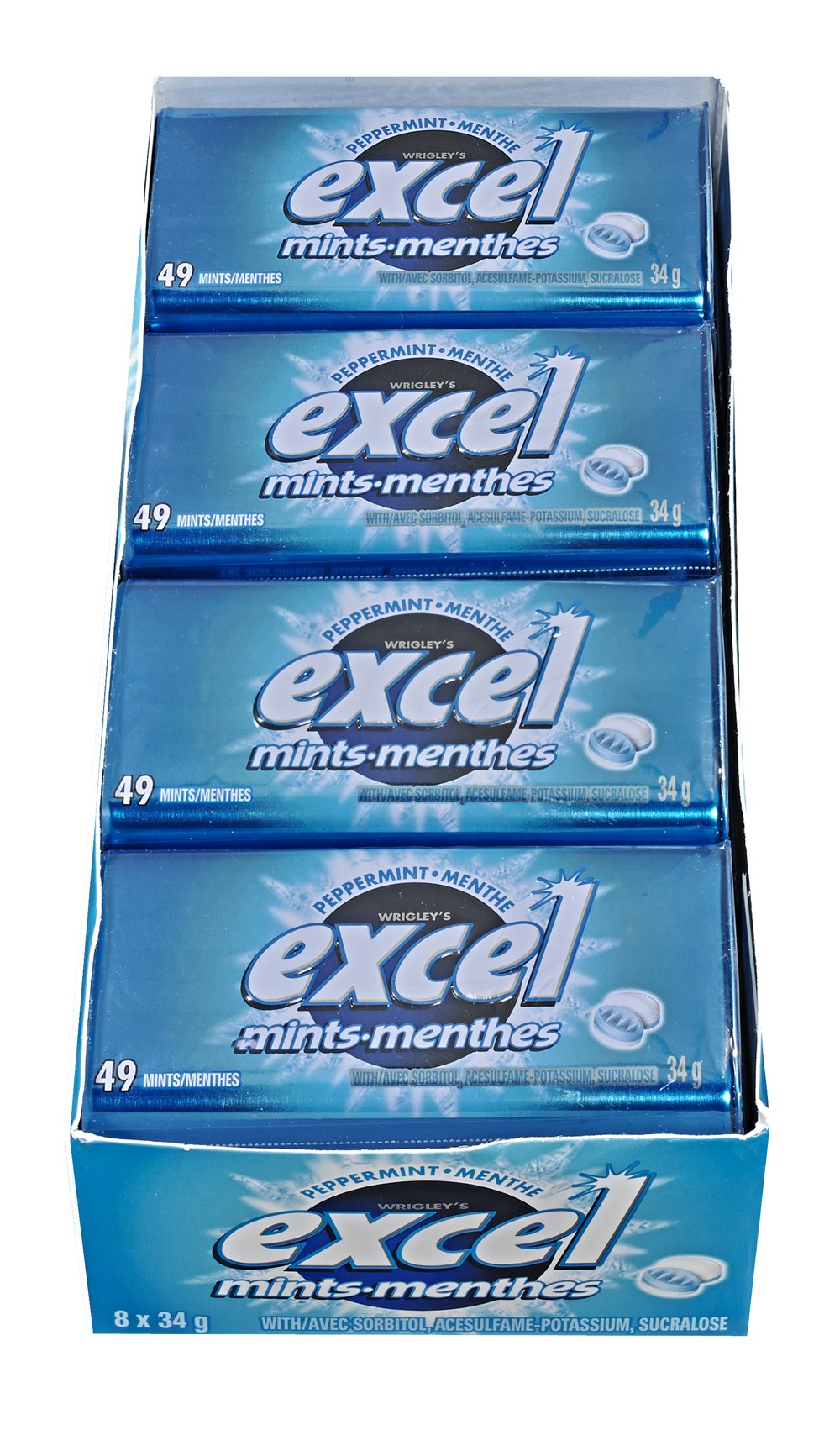 Excel SugarFree Mints, 34g Tin, 8ct (Peppermint) {Imported from Canada