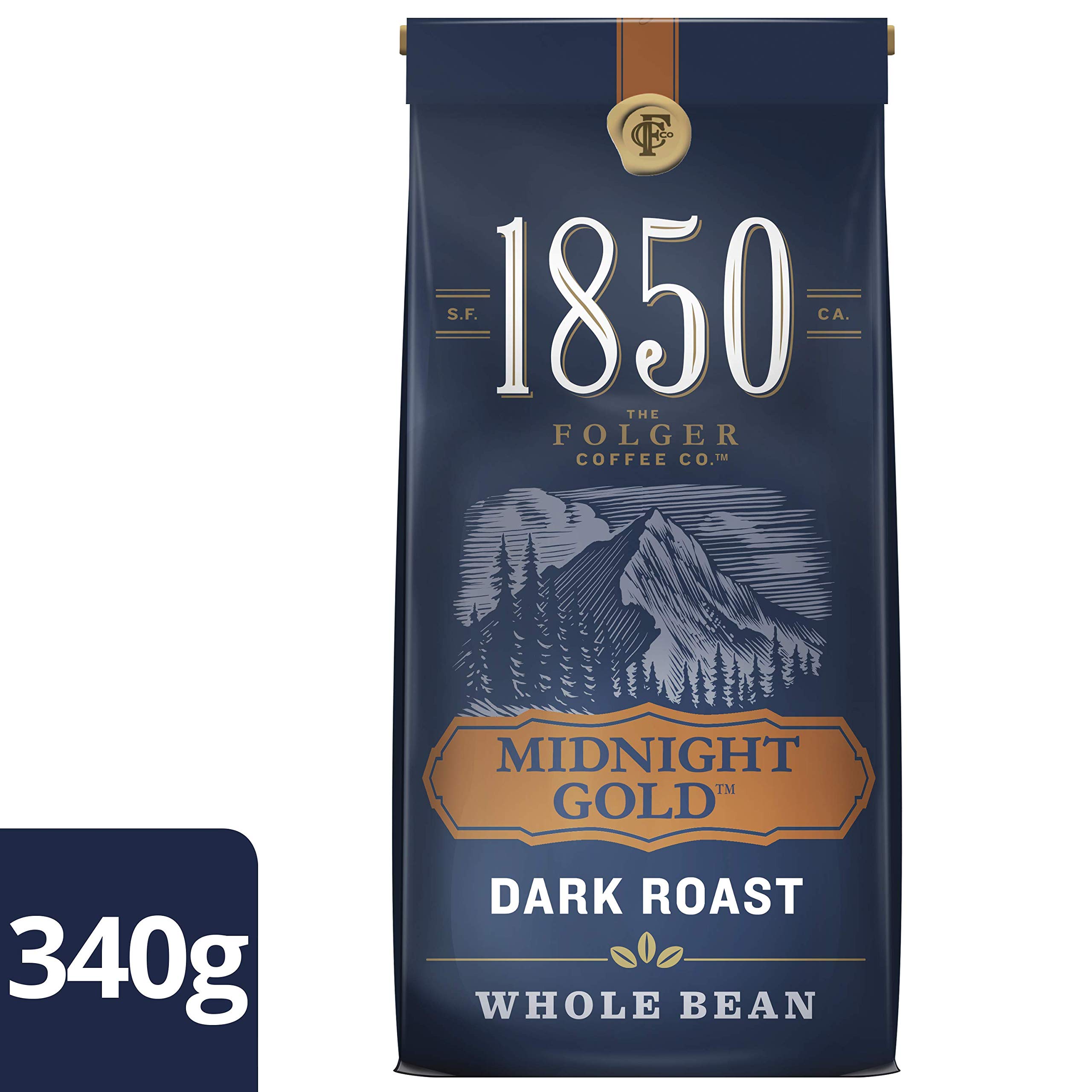 Folgers, 1850 Midnight Gold,Whole Bean Coffee, 340g/12oz.,{Imported