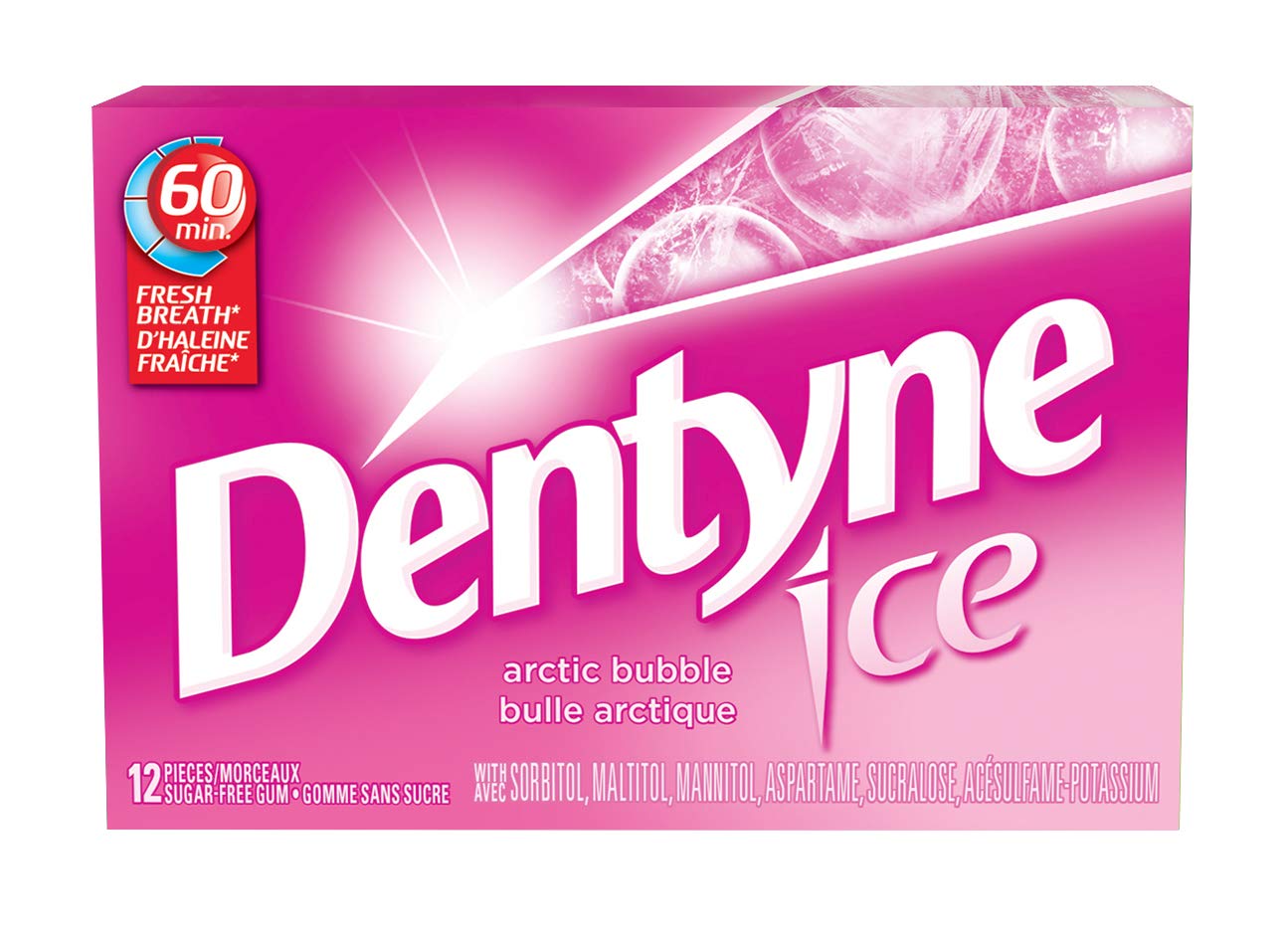 Dentyne Ice, Arctic Bubble Sugar Free Pellet Gum 12x12/144ct