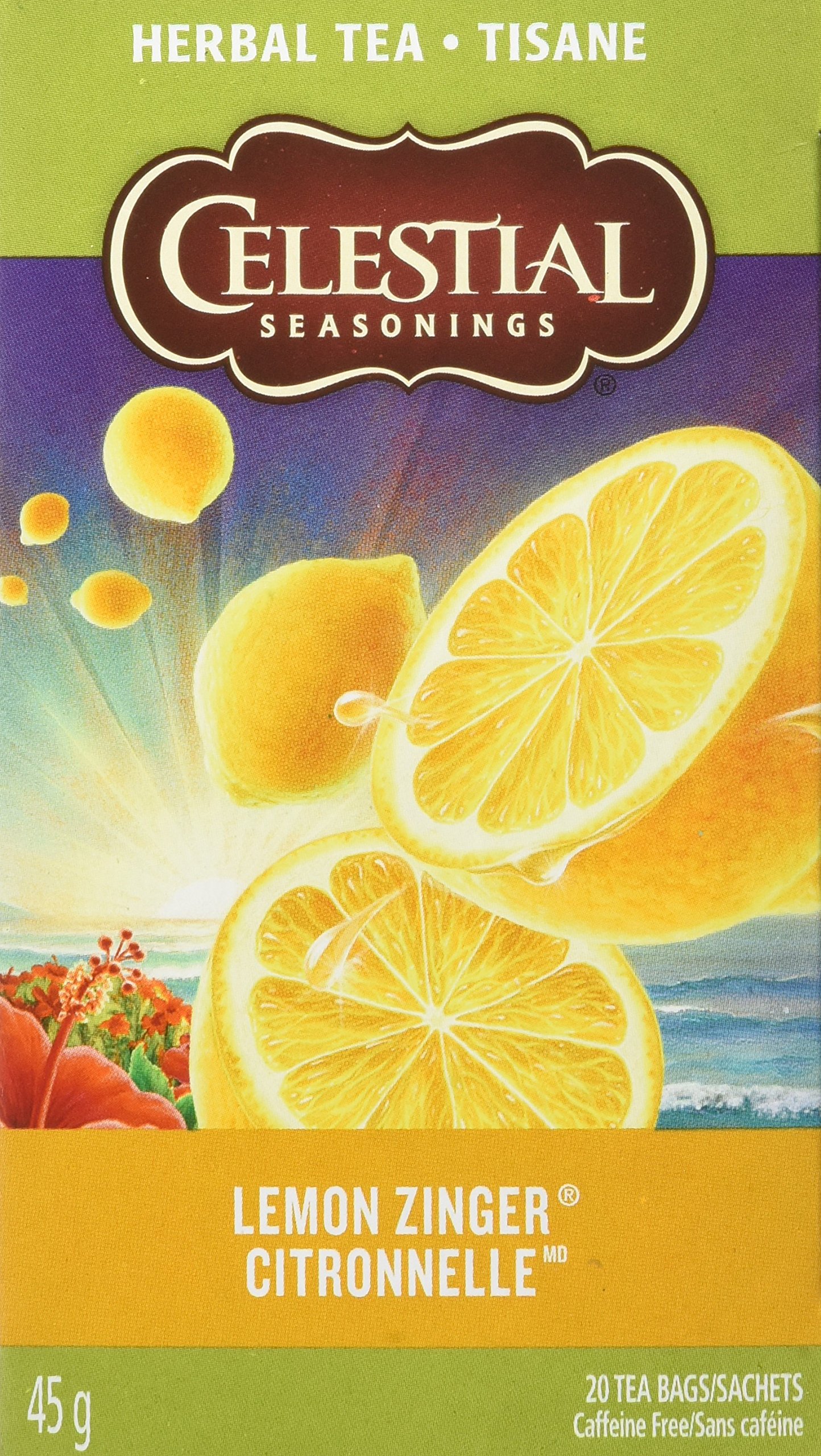 Celestial Seasonings 100 Natural Lemon Zinger Herbal Tea 20 ct