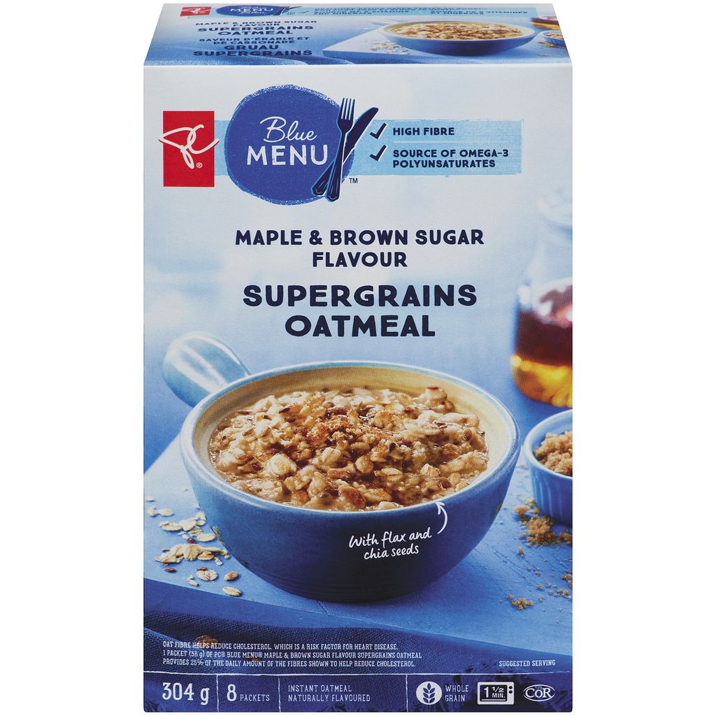 President's Choice Maple & Brown Sugar Supergrains Oatmeal, 304g/10.7oz.