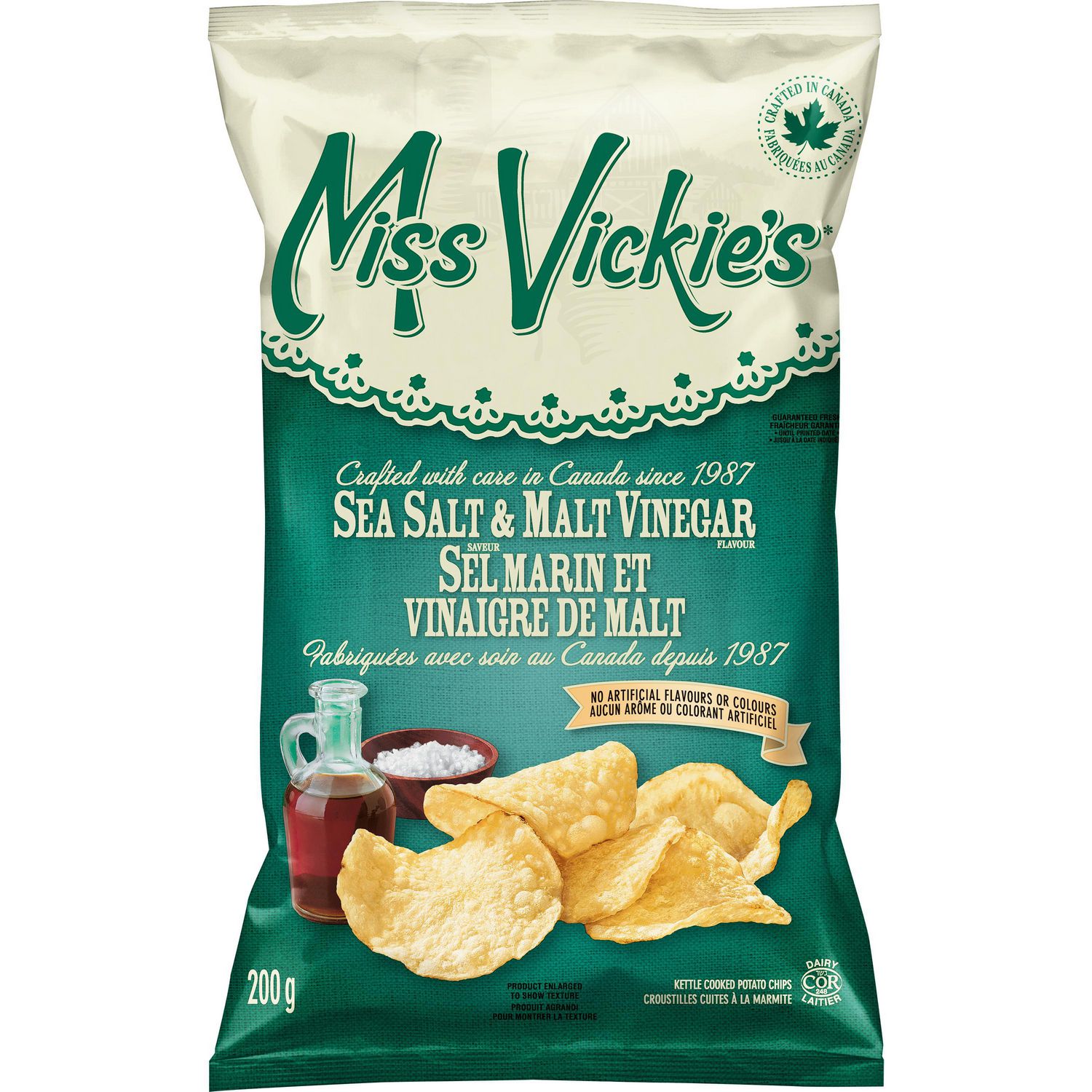 Miss Vickie's Sea Salt & Malt Vinegar Chips 200g/7.1 oz., {Imported