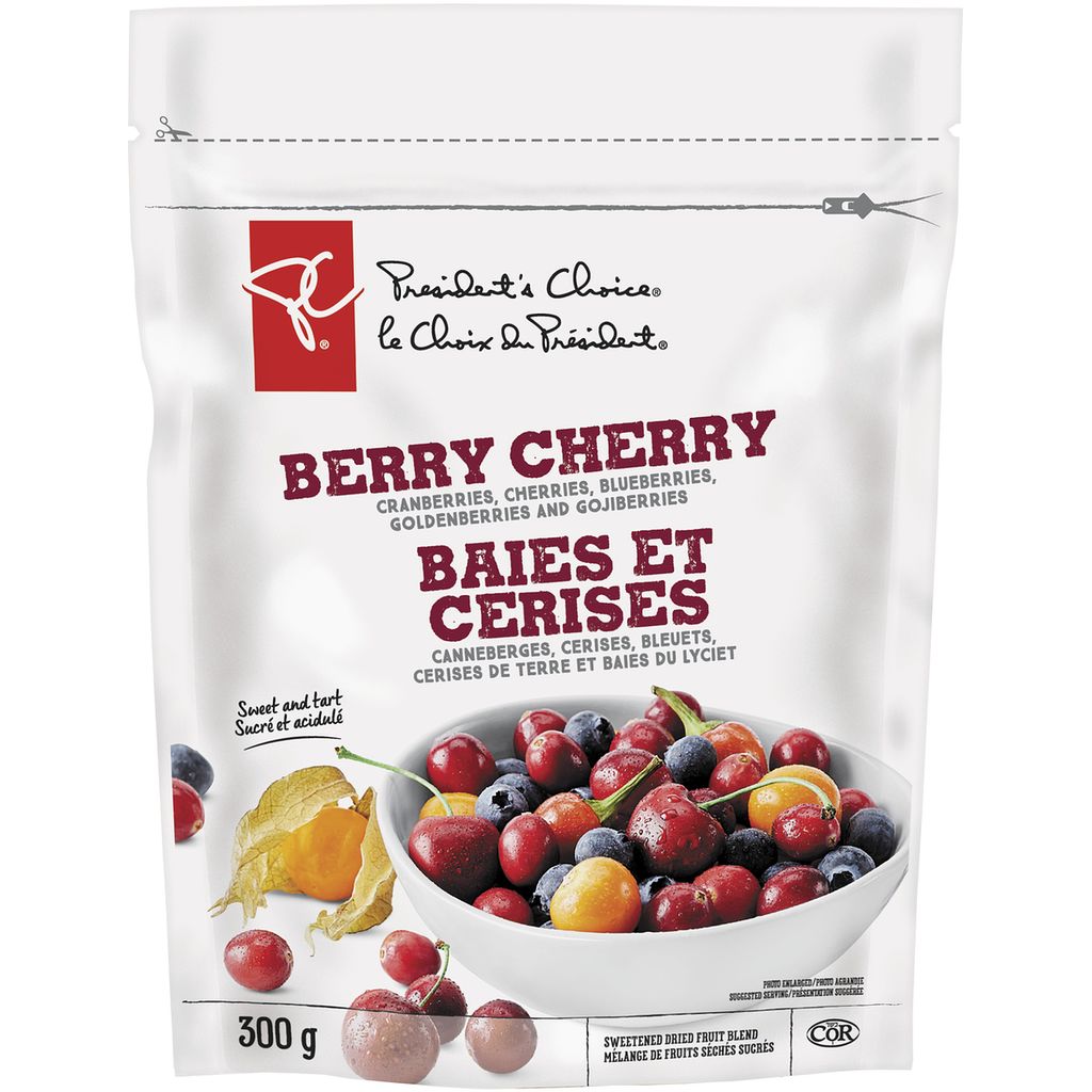 PC Berry Cherry Sweetened Dried Fruit Blend, Various fruits, 300g/10.6