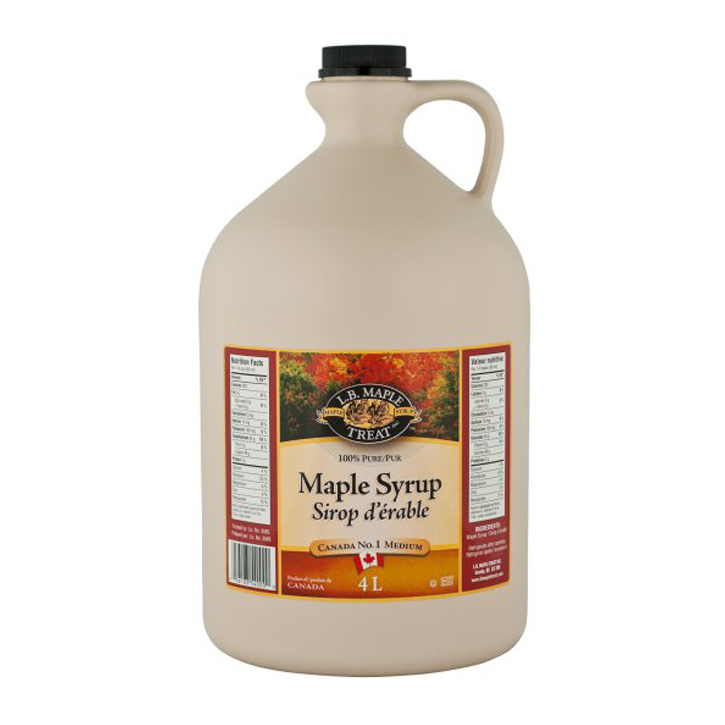 L B Maple Treat, Maple Syrup, Grade A, Amber, 4 Litre/1.06 Gallon Jug ...