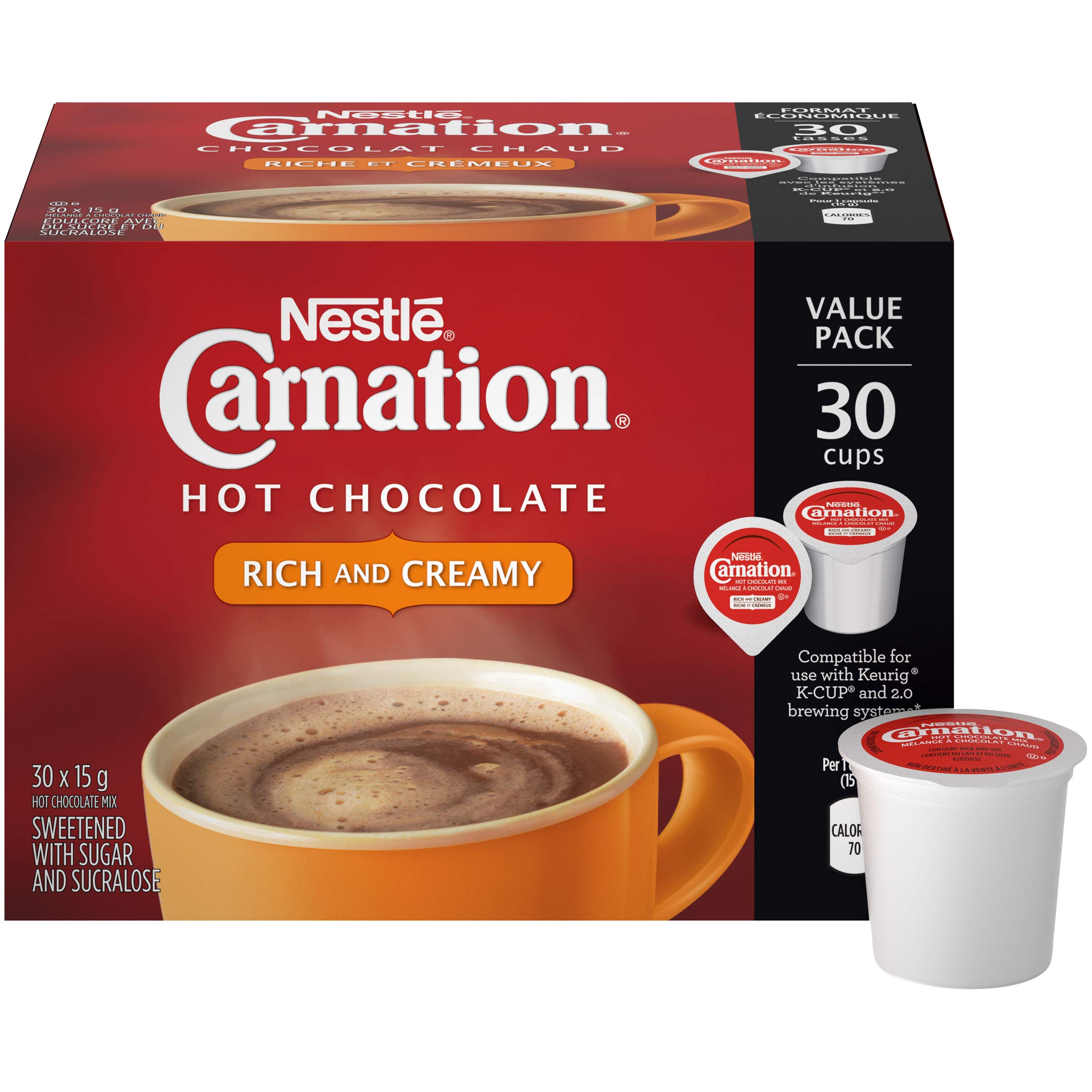 Nestle Carnation Rich Creamy Hot Chocolate Keurig KCups, 30ct x 15g