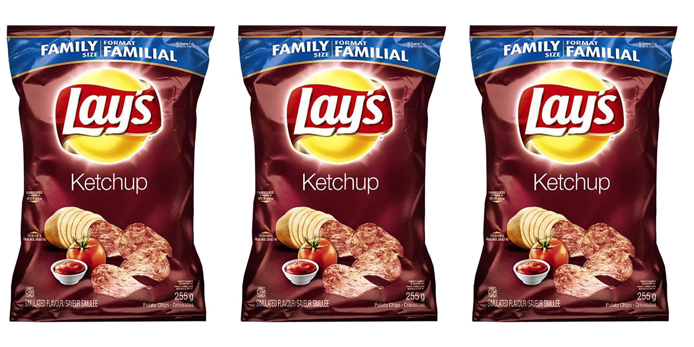 Lays Potato Chips, Ketchup, Large Family size 3-Pack {Imported from ...