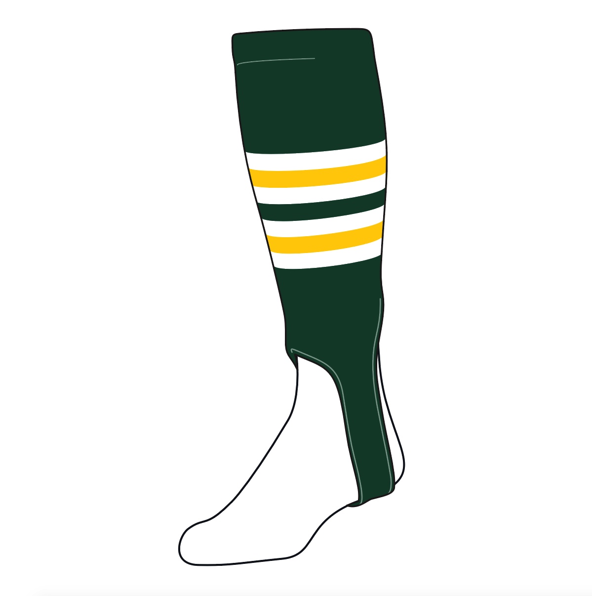 Chaussettes De Baseball TCK Stirrups Large (300C, 5in) - Vert Foncé Et Or