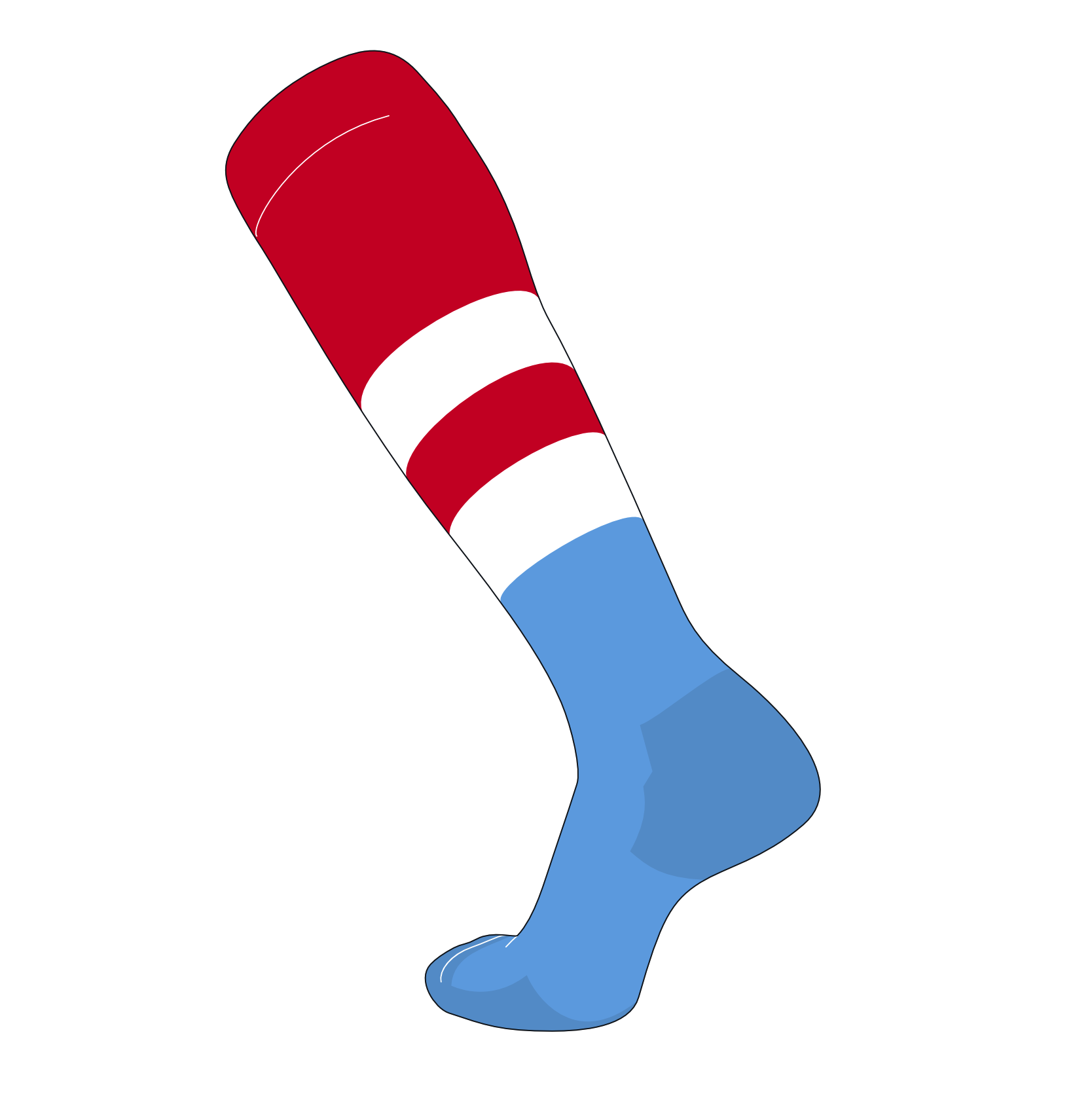 TCK Elite Baseball Football Knee High Striped Socks (G) Red, White
