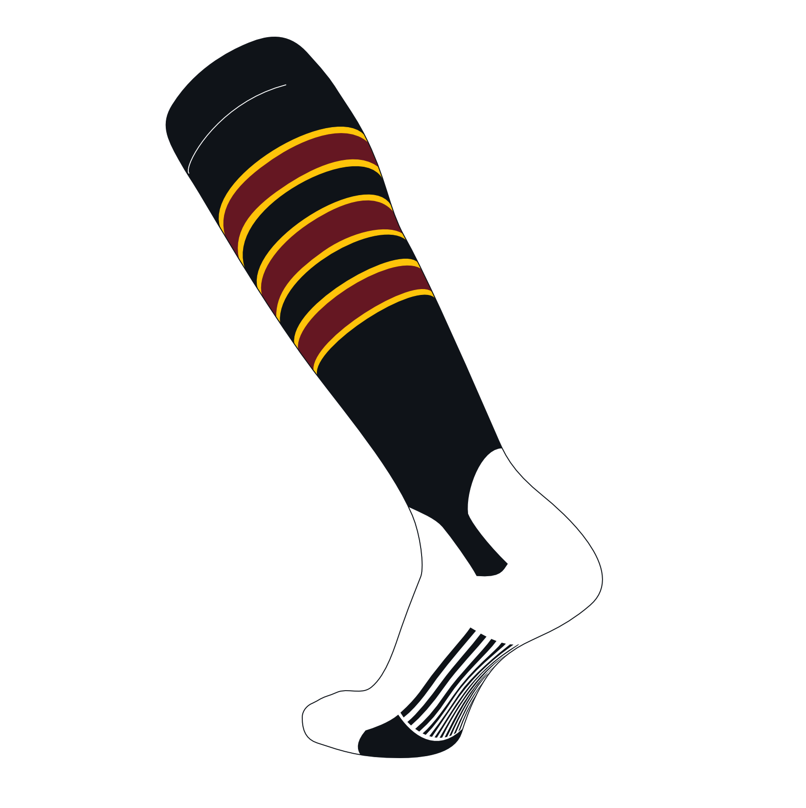 Black TCK Elite Baseball Football Knee High Striped Socks Cardinal White G