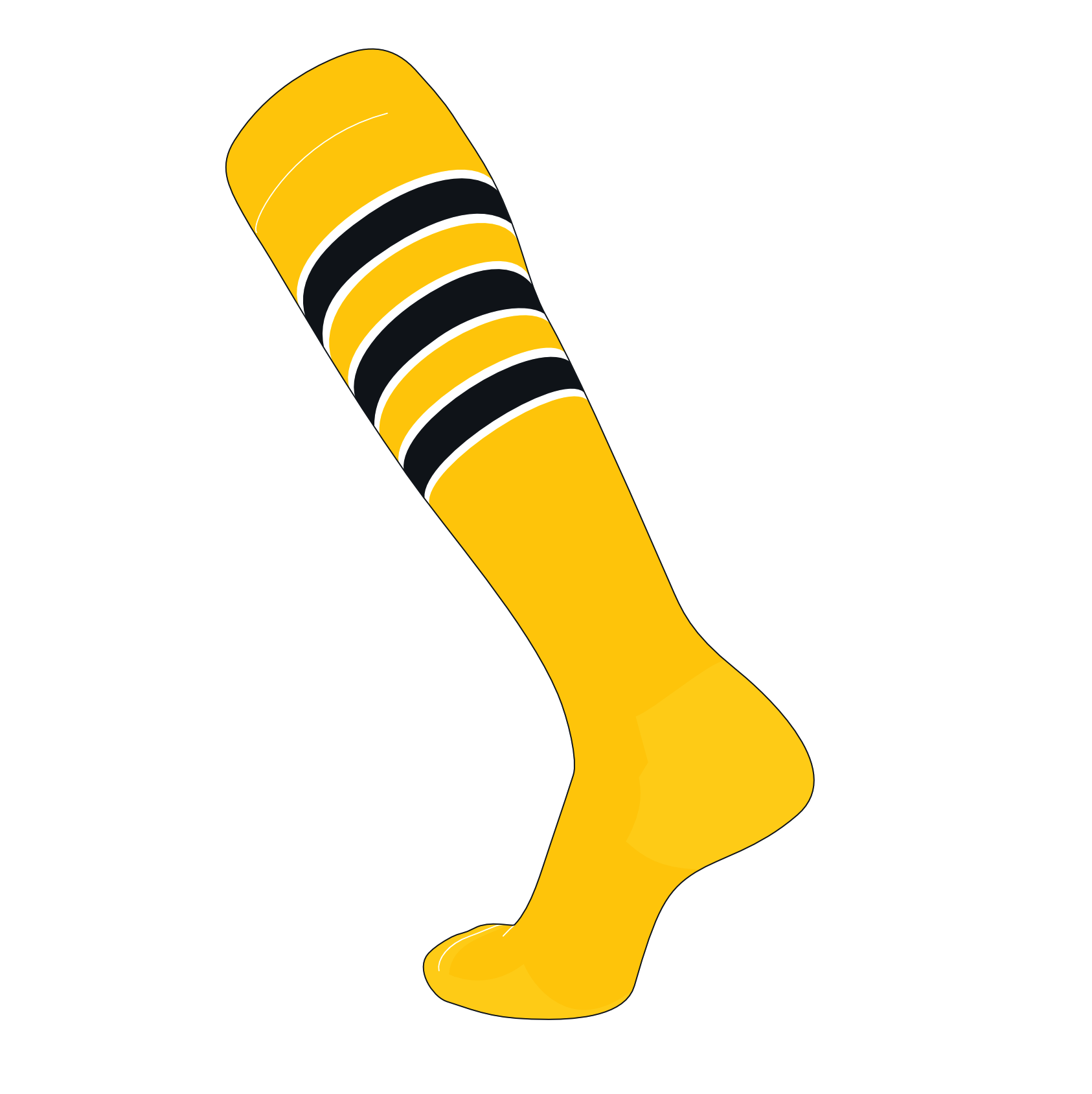 TCK Elite Baseball Football Knee High Striped Socks (D) Gold, Wh