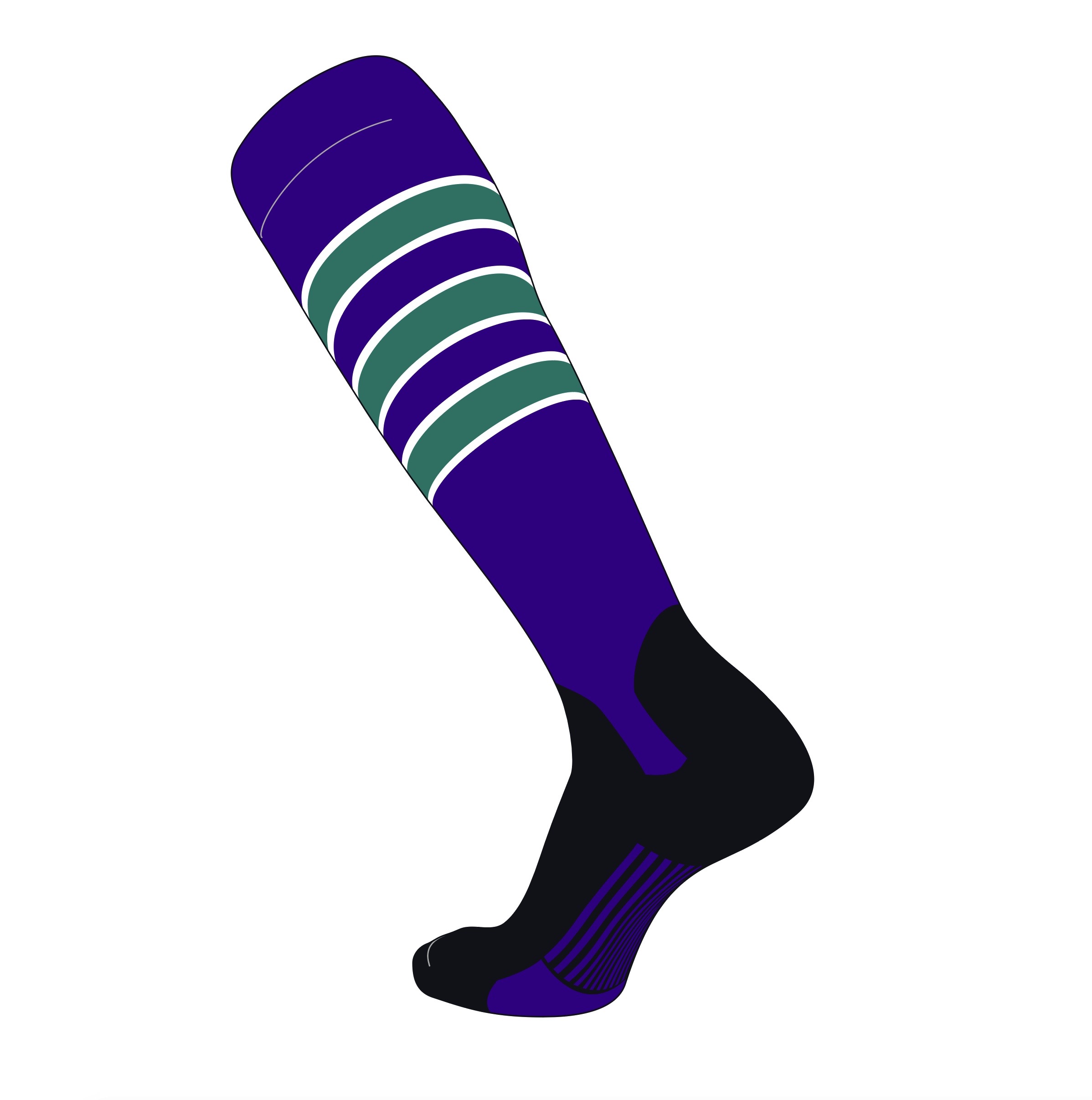 Chaussettes De Baseball TCK Stirrups - Taille L - Violet, Or, Blanc - 5 Pouces