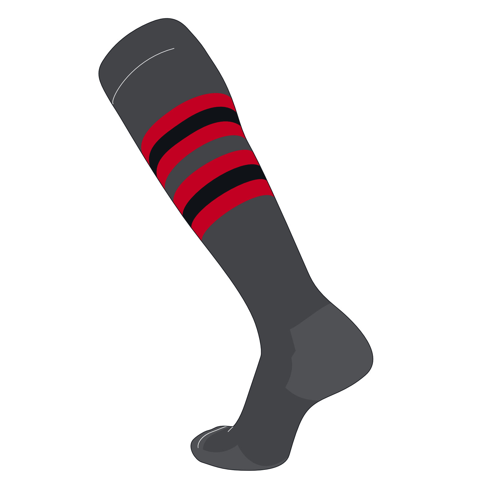 TCK Elite Baseball Knee High Stirrup Socks I, 5in Red Black Black Red 