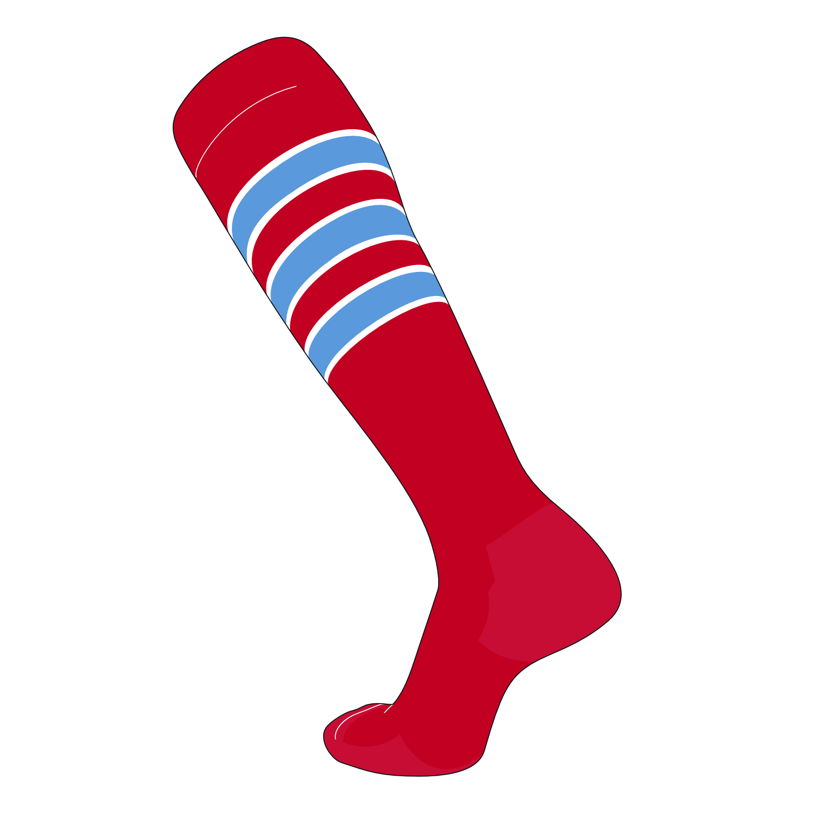 TCK Elite Baseball Football Knee High Striped Socks (D) Red, White ...