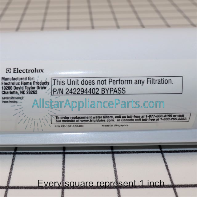 Frigidaire Refrigerator Water Filter Bypass Plug 242294402 717449038302