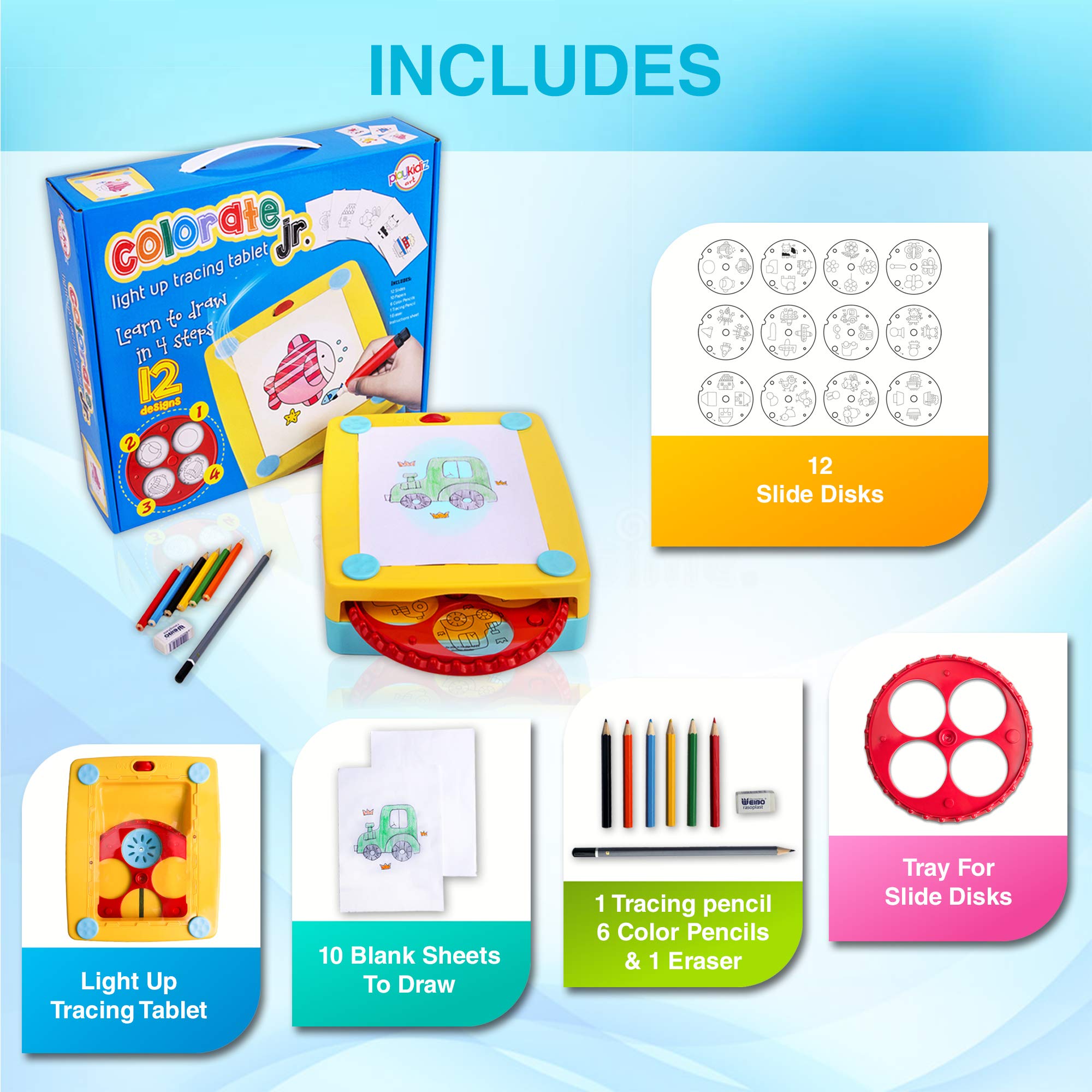 Playkidiz Colorate Jr. Light Up Tracing Tablet, Creative Coloring Pad ...