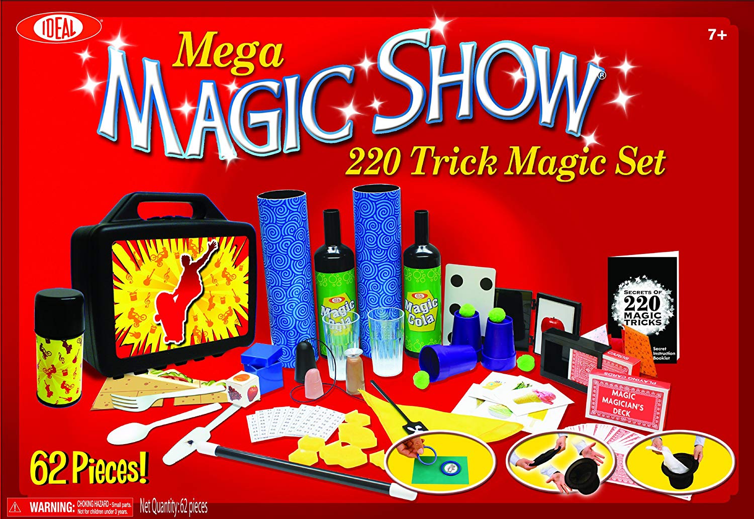 Ideal 220 Trick Mega Magic Show Kit 62 Piece Set With Top Hat And Wand