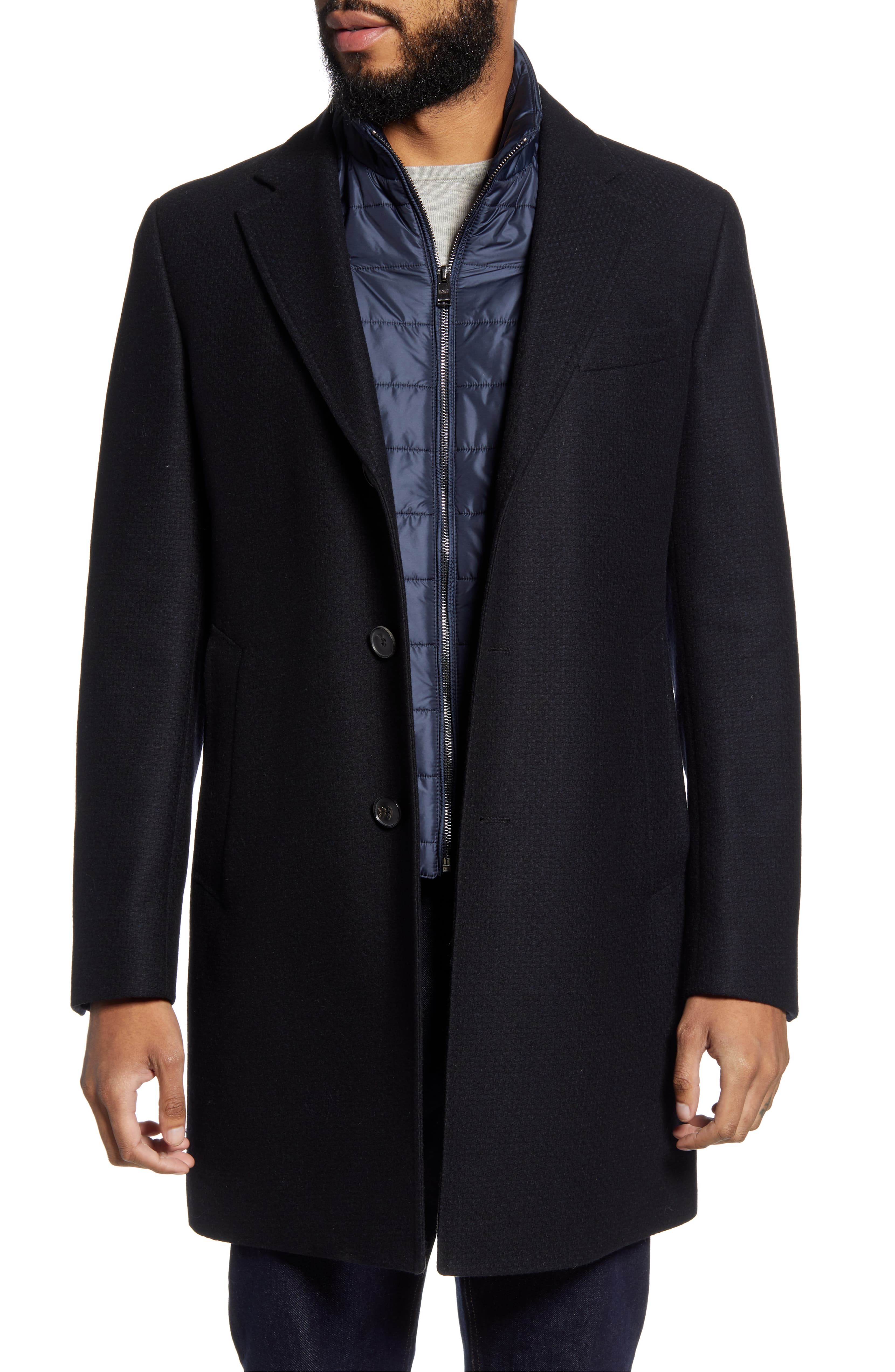 Hugo Boss Men's Nadim Zip-Out Vest Slim Fit Navy Coat | eBay