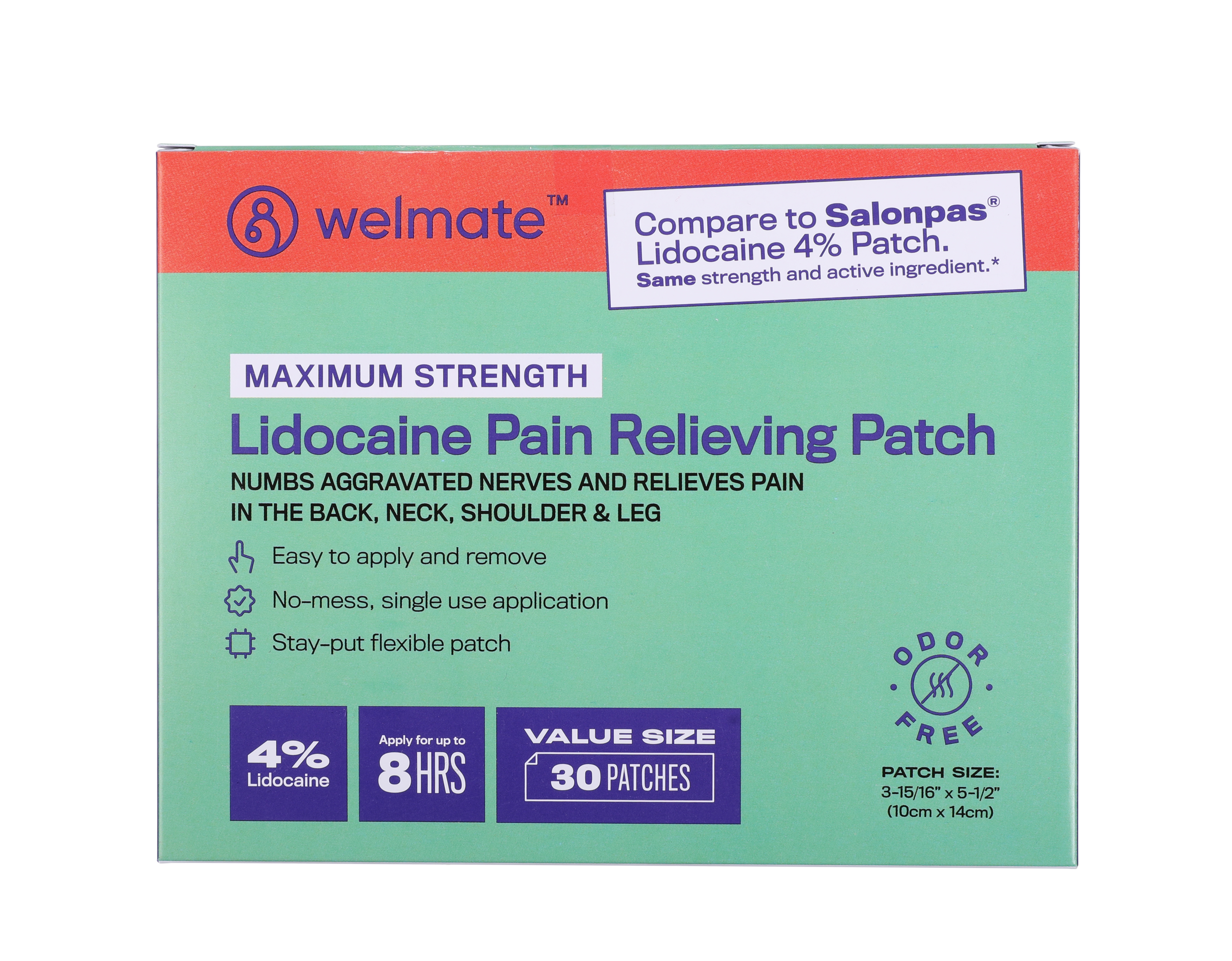 Lidocaine 4% Pain Relief Patch | Maximum Strength | Value Size - 30