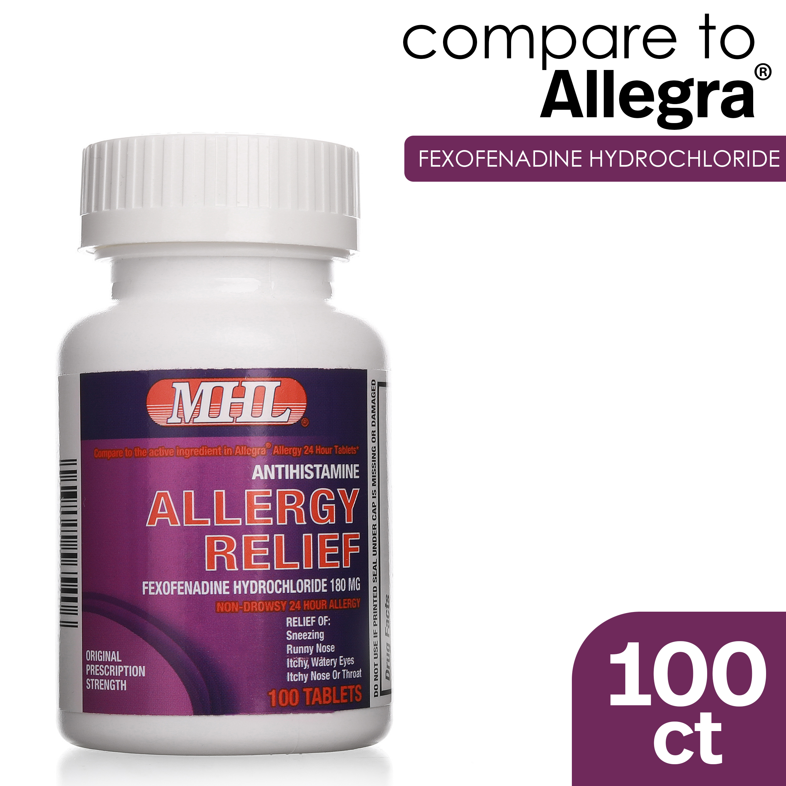 Allergy Relief | Fexofenadine HCl 180 mg | Non-Drowsy Antihistamine | 100 Count 1