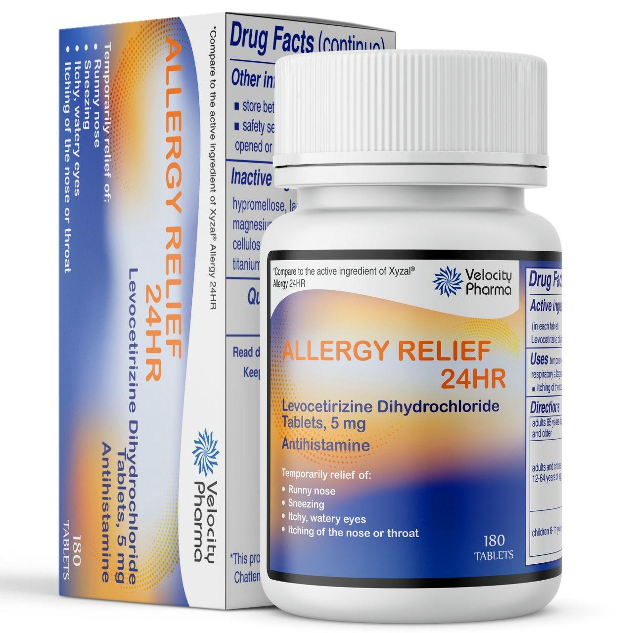Generic Xyzal 180 Count Tablets Levocetirizine Dihydrochloride 5mg