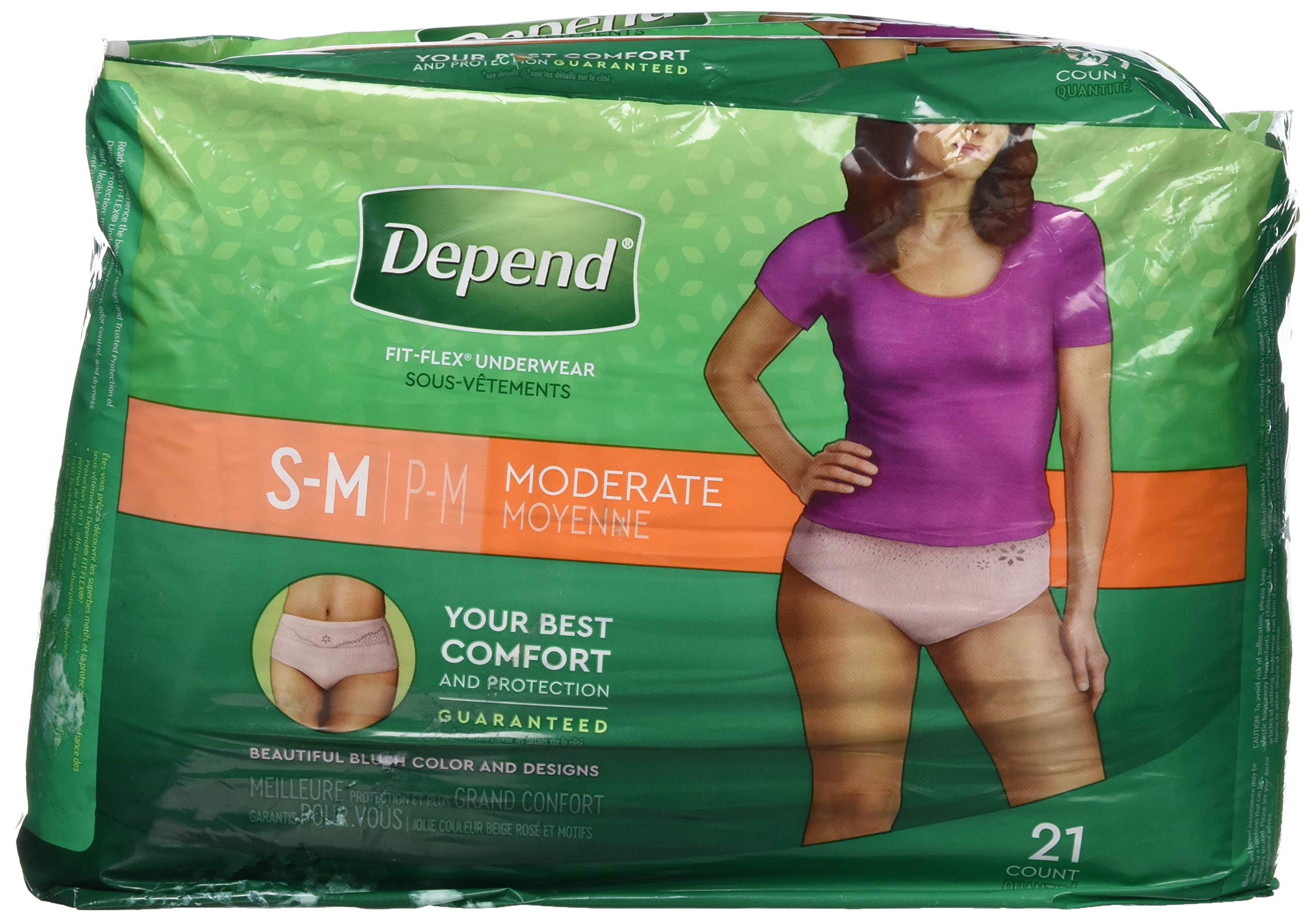 Depend FITFLEX Incontinence Underwear for Women, Disposable, S/M, 21