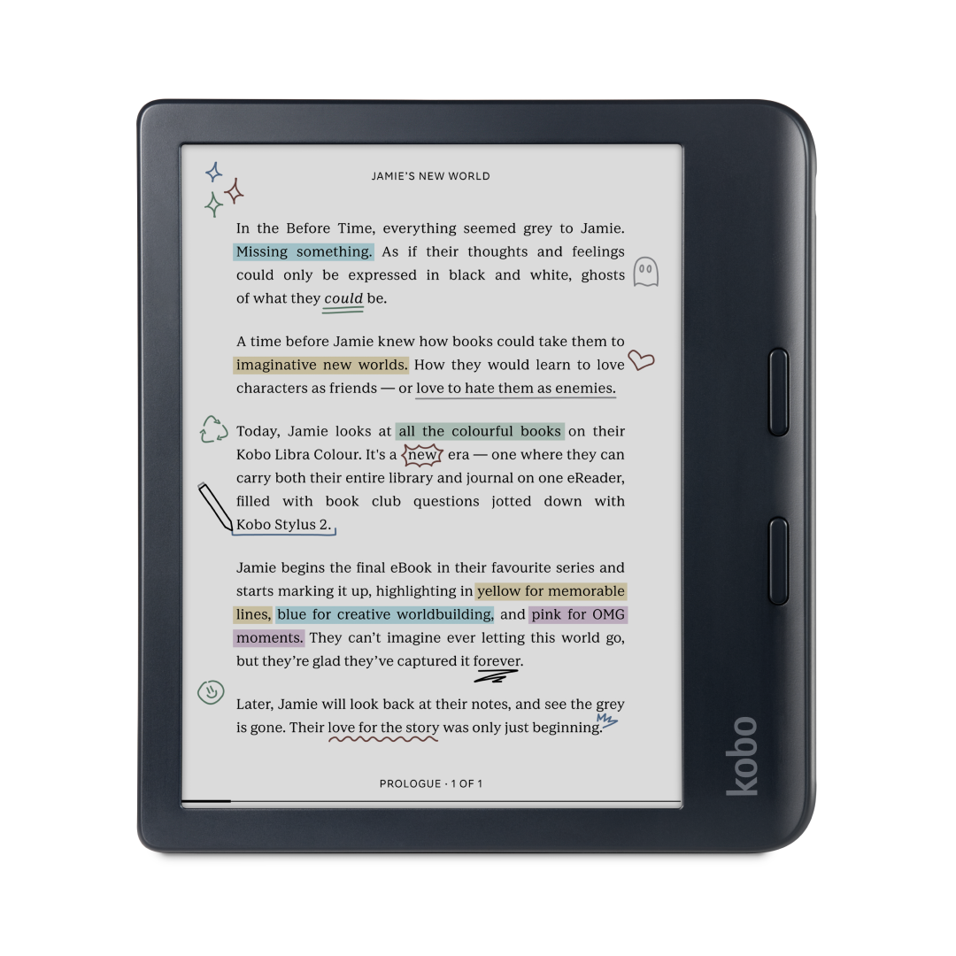 Kobo Libra Colour EReader 7 Glare Free Colour EInk Kaleido 3 Display 