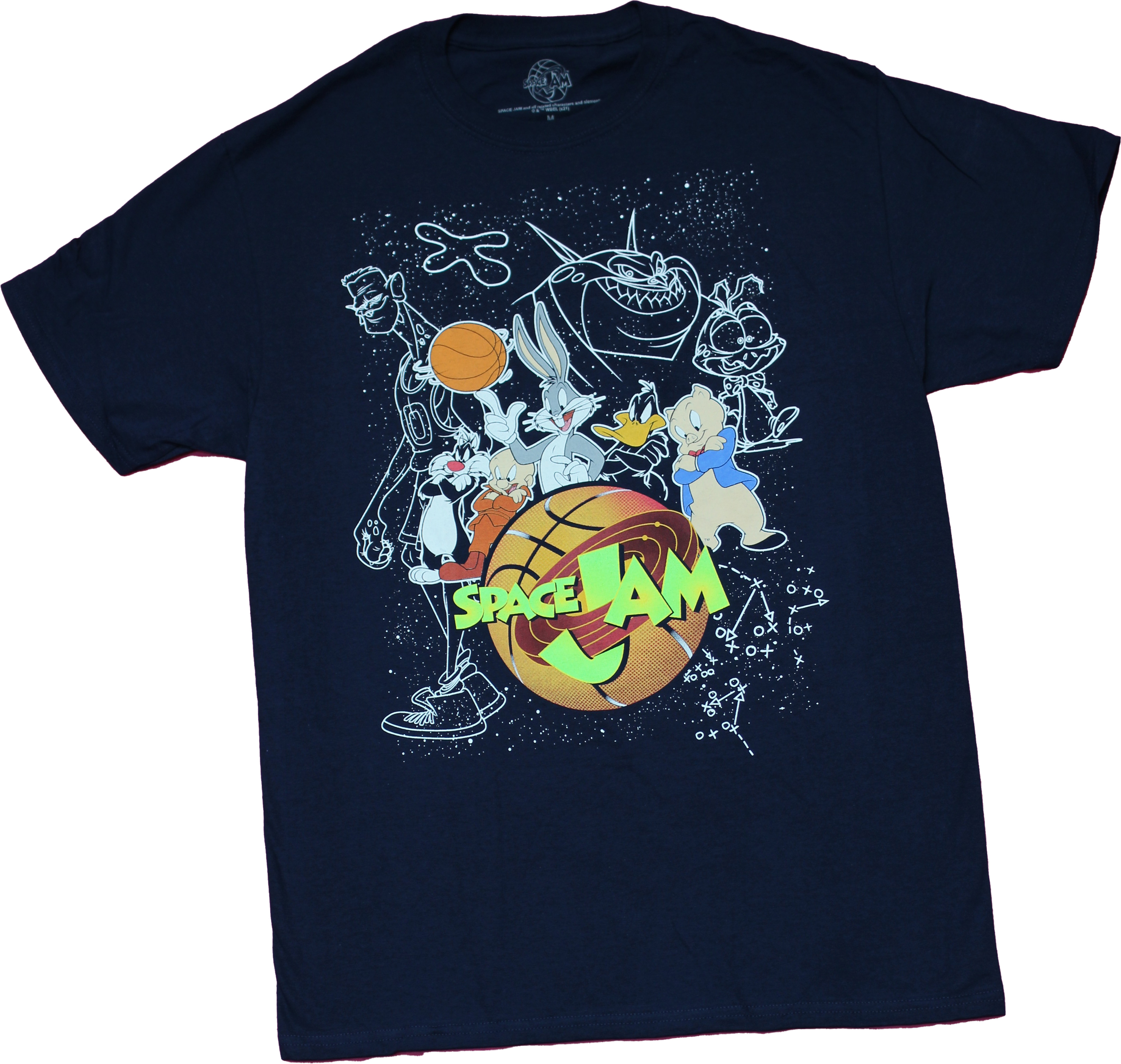 Space Jam New Adult T-Shirt - Group in Stars Over Monstors