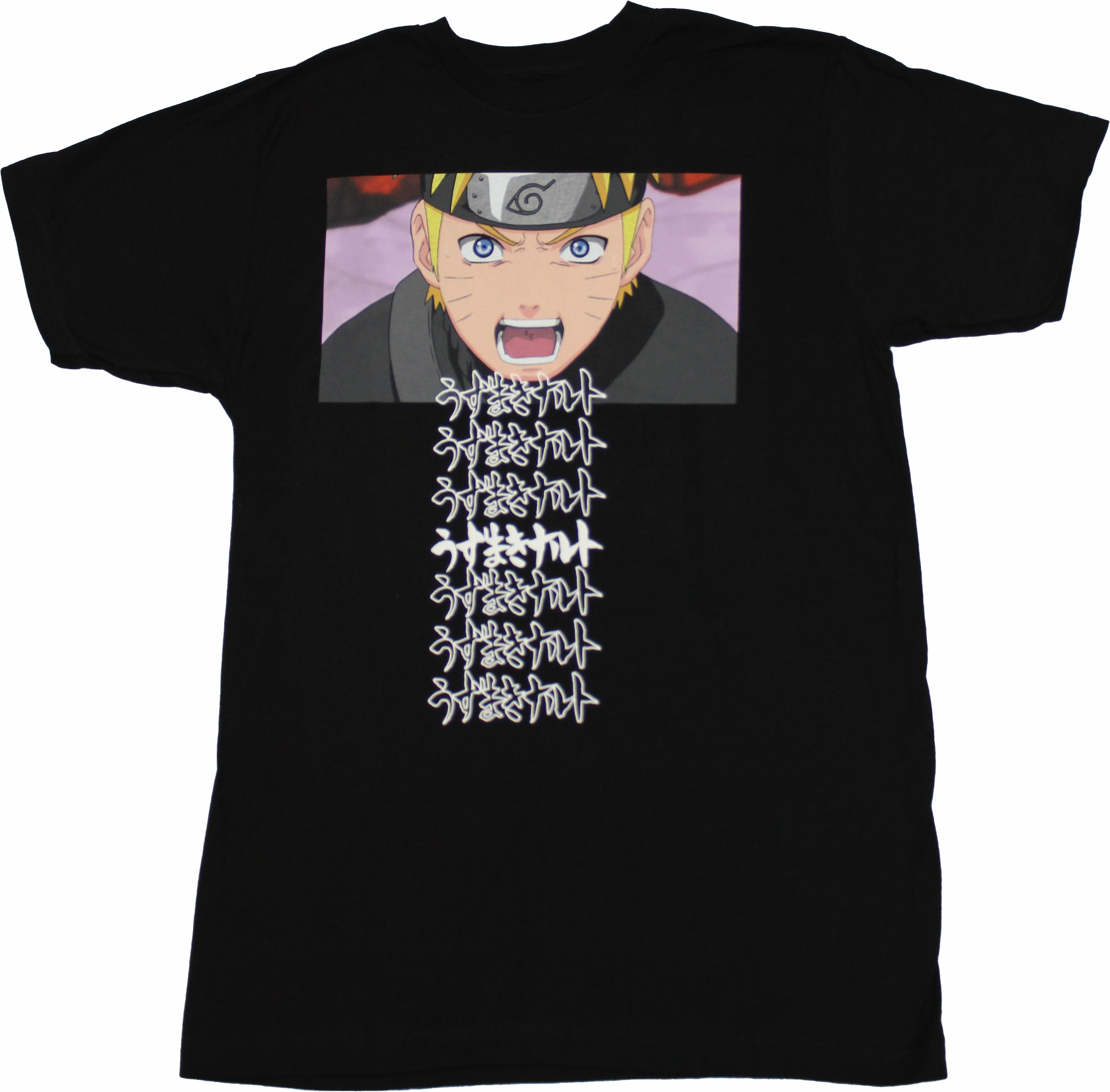 Naruto New Adult T-Shirt - Scream Face Over Kanji Drop Image | eBay