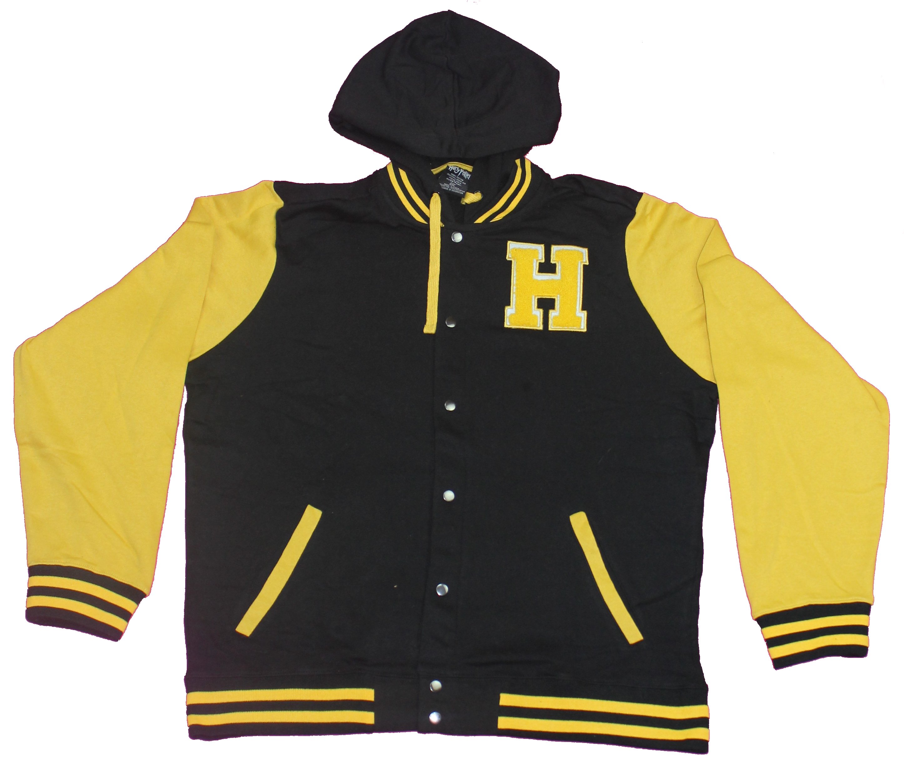Harry Potter Mens Button Up Hoodie - Hufflepuff H Front Badger Back | eBay