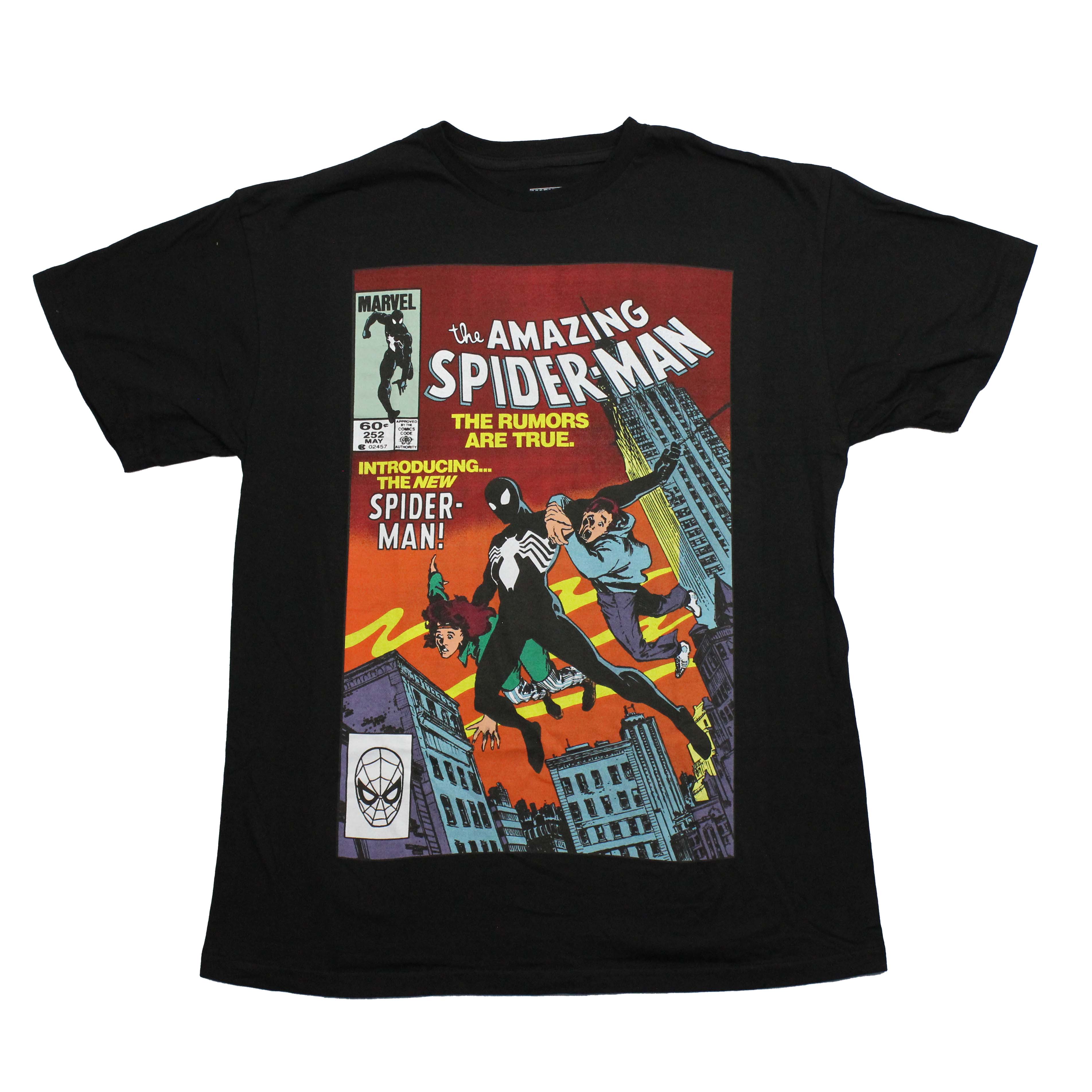 Spider-Man Comic T シャツダブルプリント Spider-Man New Adult T-Shirt - Comic Book Cover #252 The Rumors