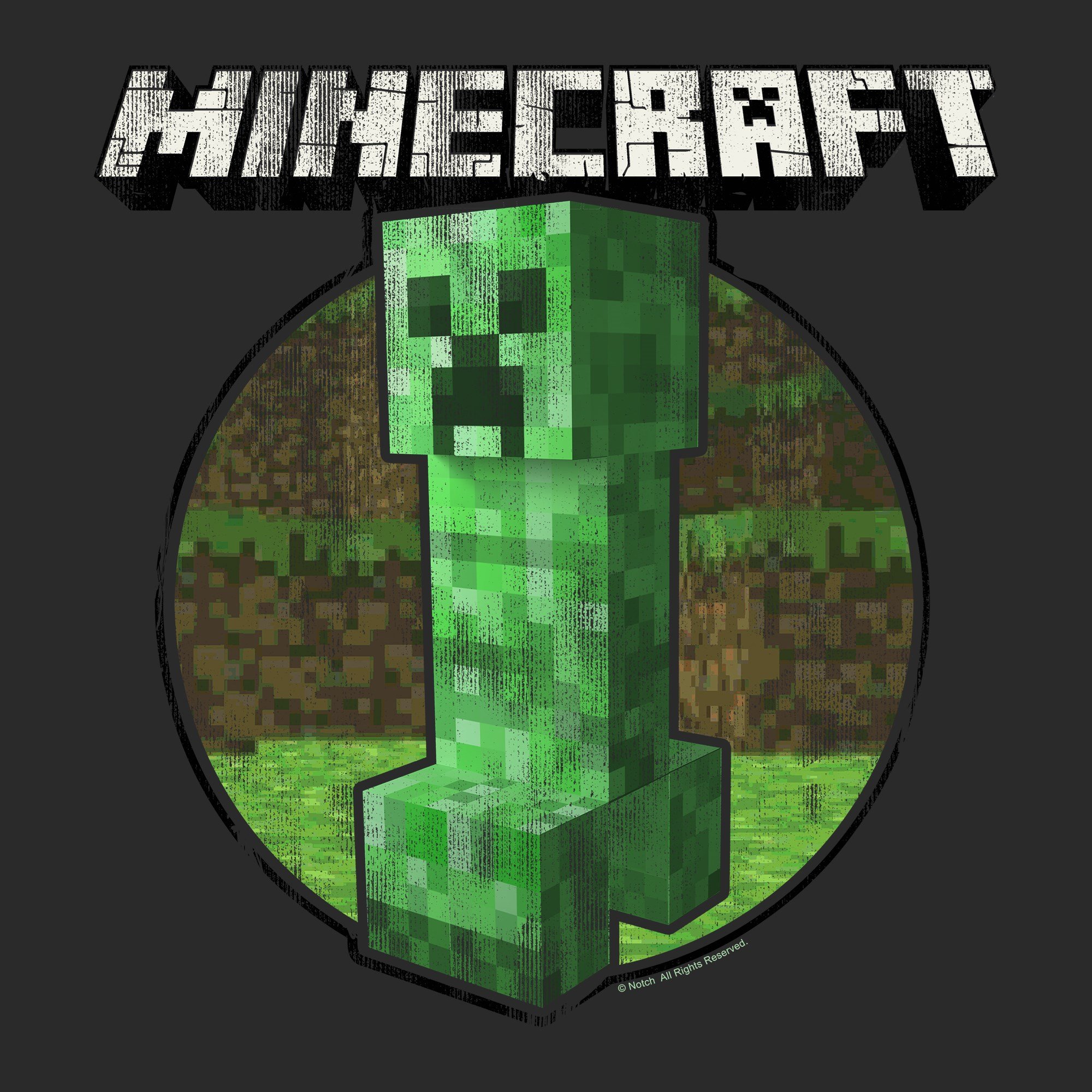 Minecraft Mens T-Shirt - Distressed Creeper Circle Logo Image | eBay