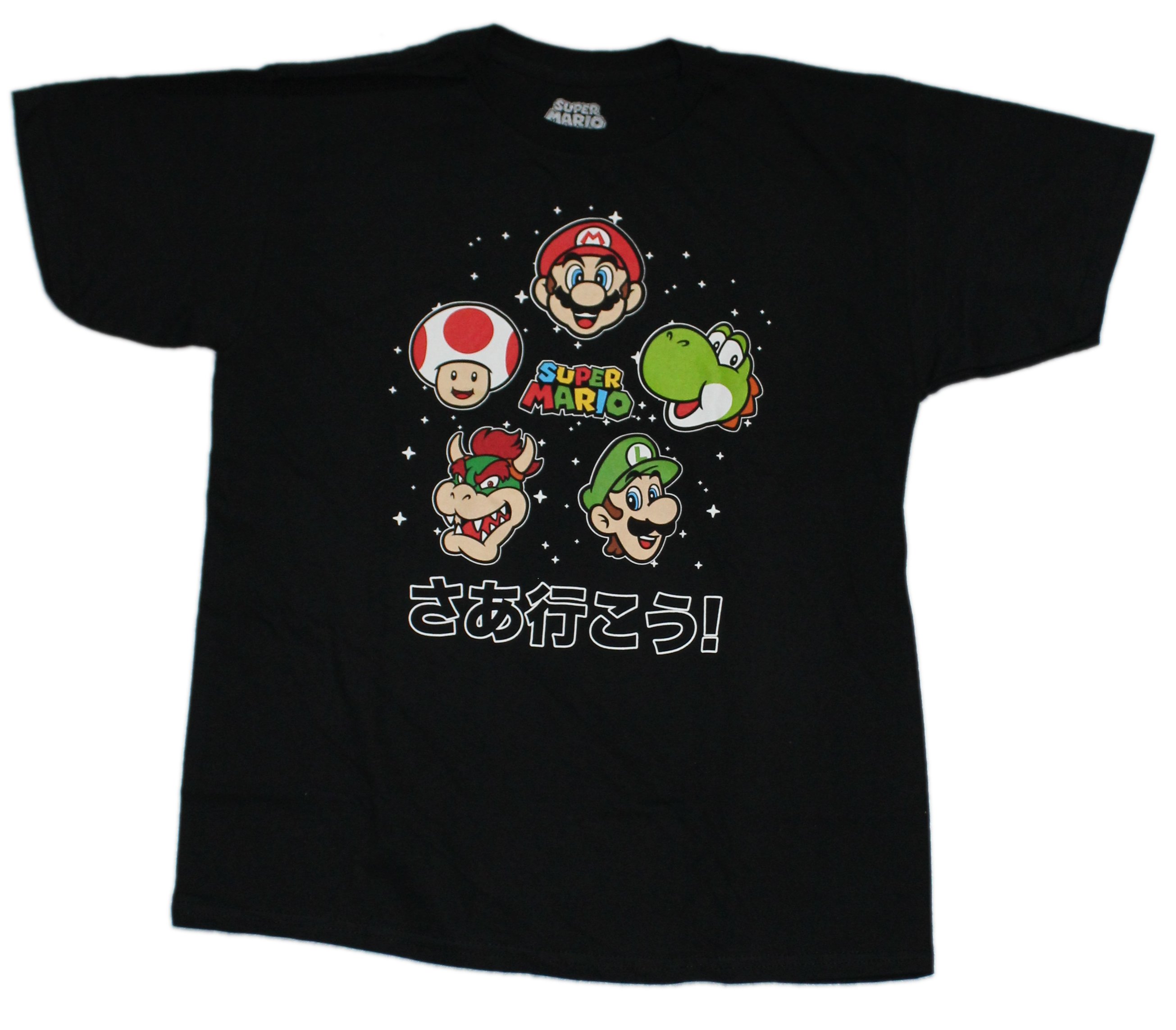 Super Mario Brothers New Adult T-Shirt - Profiles Around Logo Over